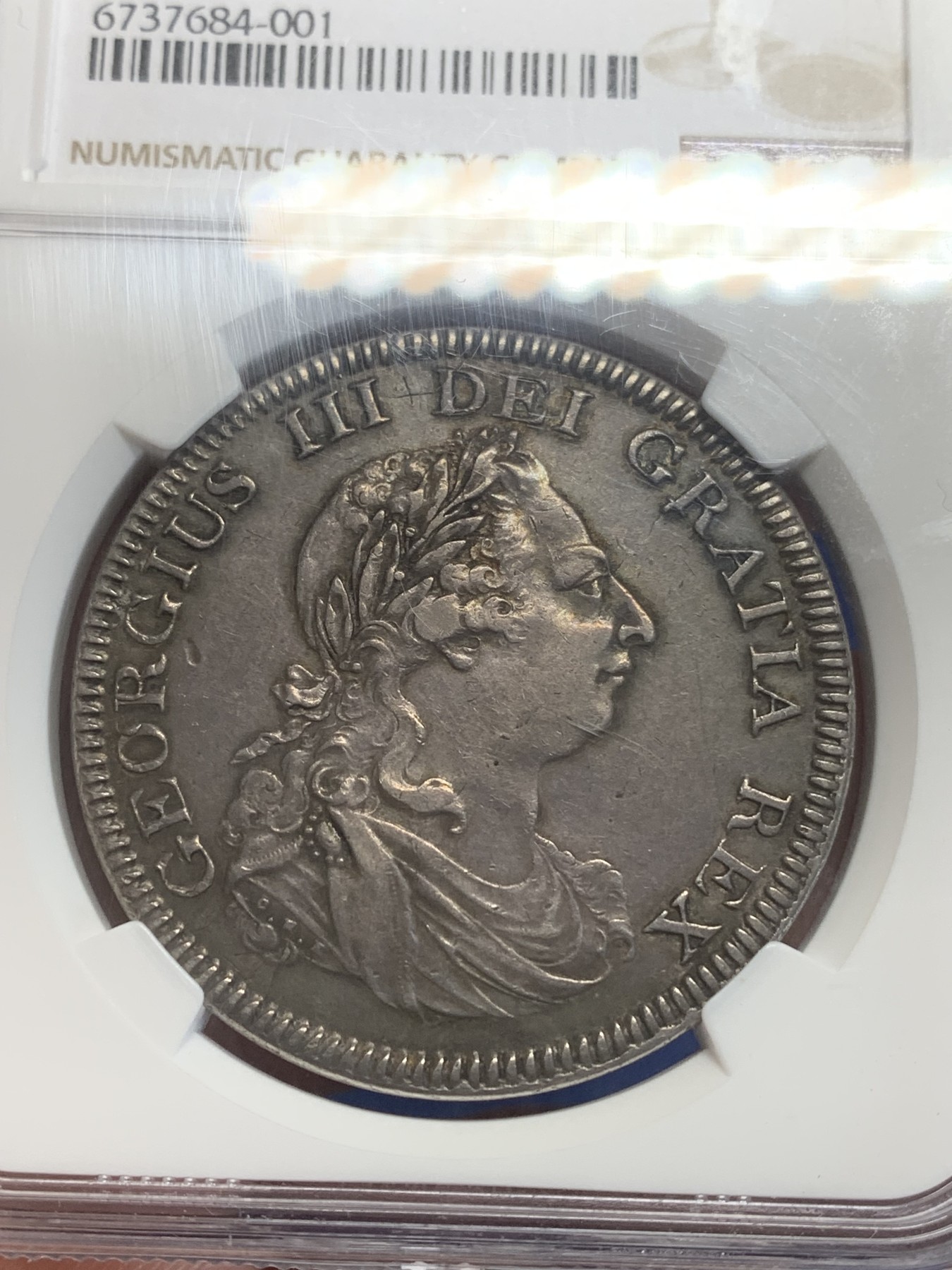 《竞宝斋》第209场-周日，周一 2场 (全场包邮) NGC-XF45 英国 1804年 乔治三世英格兰银行5先令银币 老包浆稀少品种