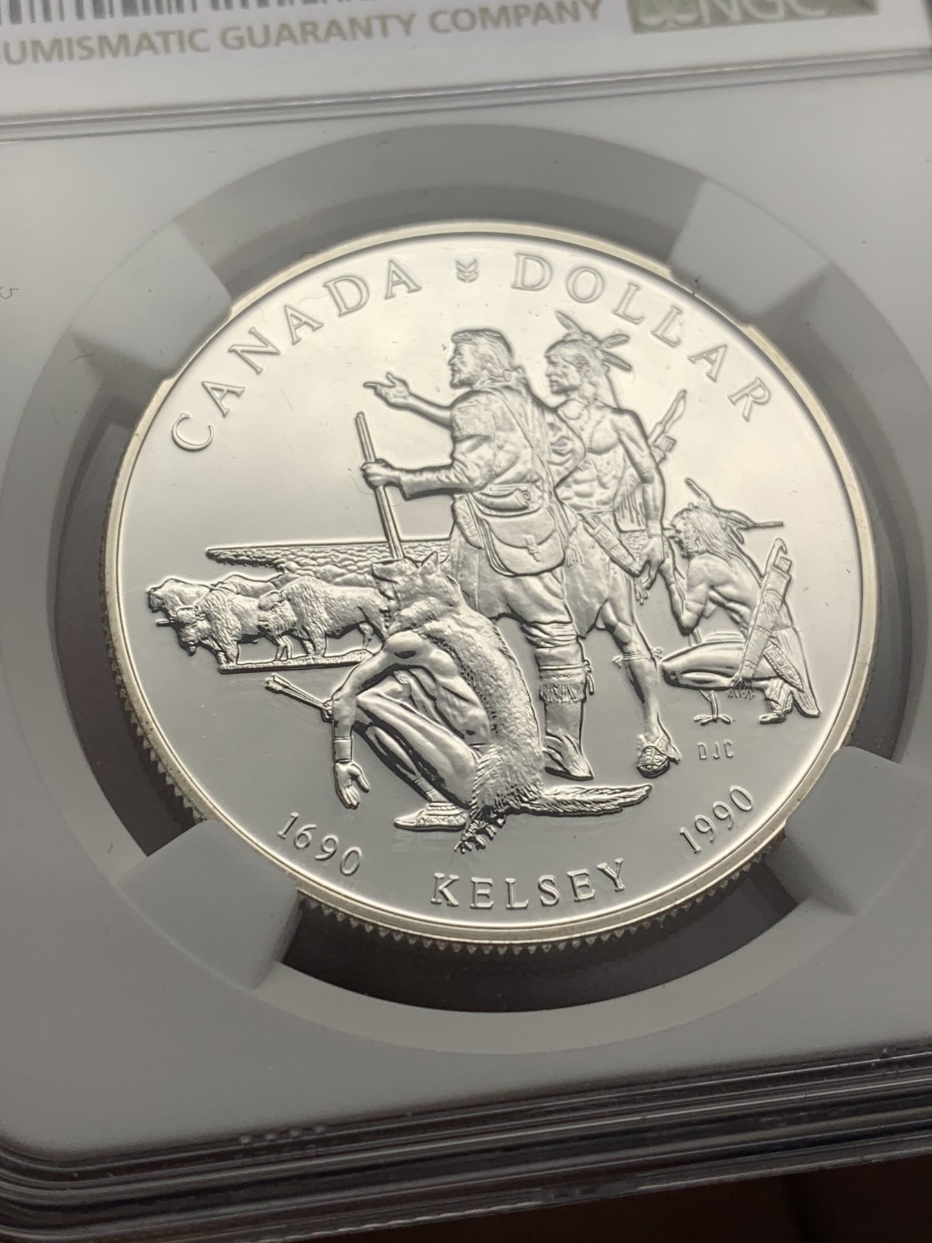 《竞宝斋》第209场-周日，周一 2场 (全场包邮) NGC MS69 DPL 加拿大1990年探险1元银币