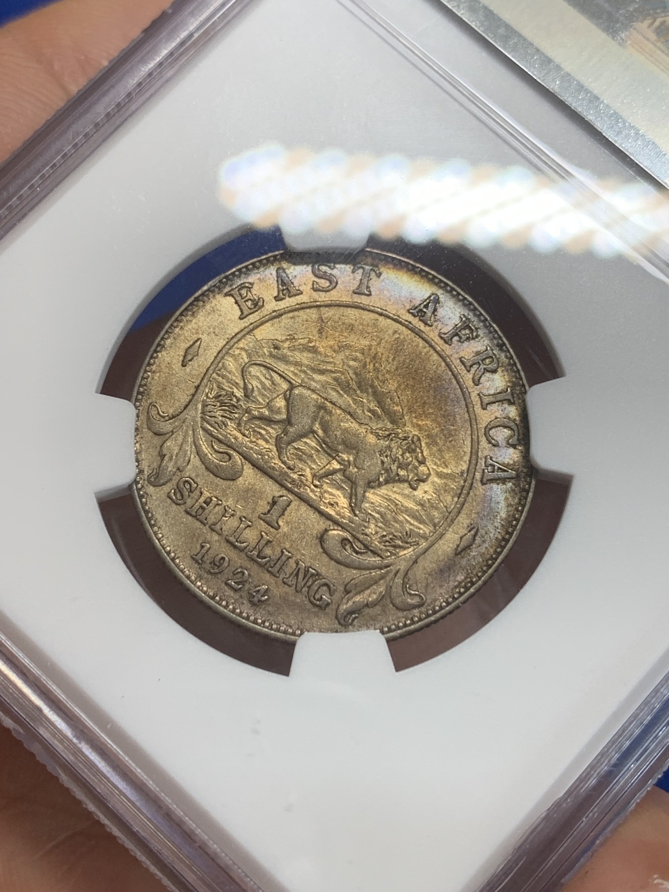 《竞宝斋》第209场-周日，周一 2场 (全场包邮) NGC-AU53 英属东非 1924年 乔治五世1先令银币