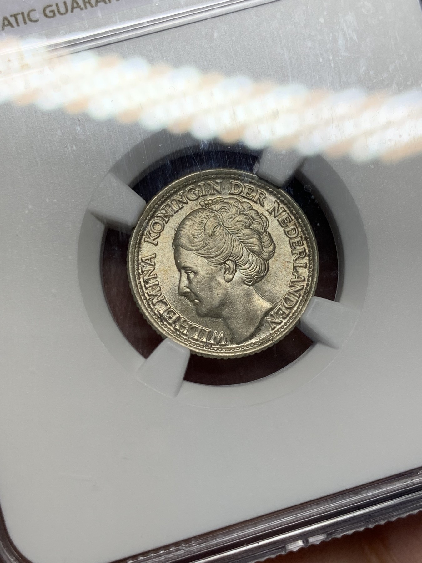 《竞宝斋》第209场-周日，周一 2场 (全场包邮) NGC-MS64 荷兰 1944年 威廉明娜女王25C银币