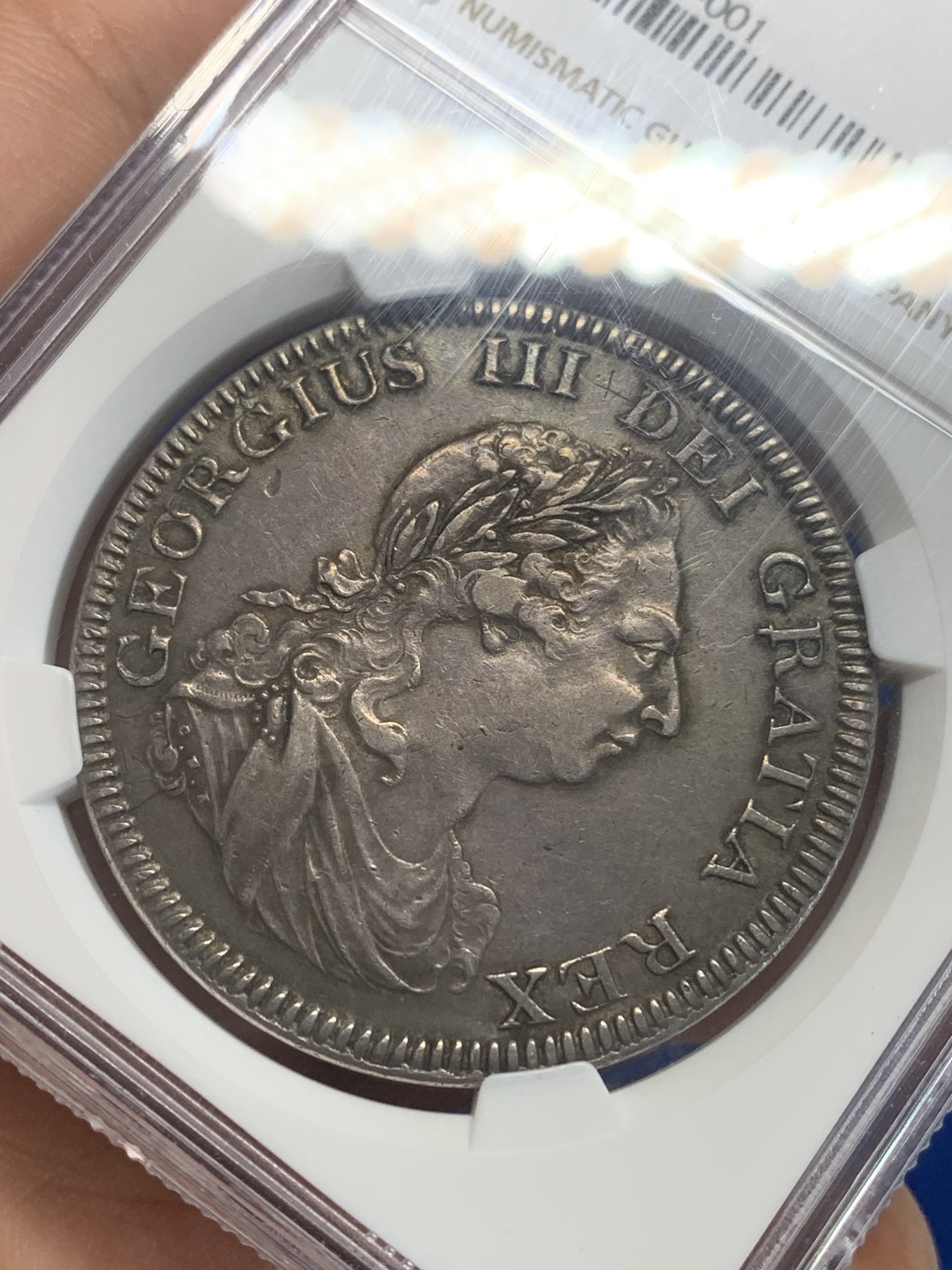 《竞宝斋》第209场-周日，周一 2场 (全场包邮) NGC-XF45 英国 1804年 乔治三世英格兰银行5先令银币 老包浆稀少品种