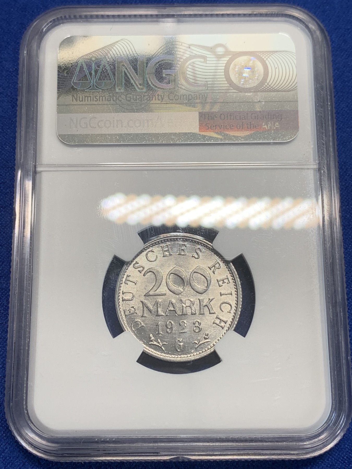 《竞宝斋》第209场-周日，周一 2场 (全场包邮) NGC MS64 德国1923G 魏玛200马克紧急状态币