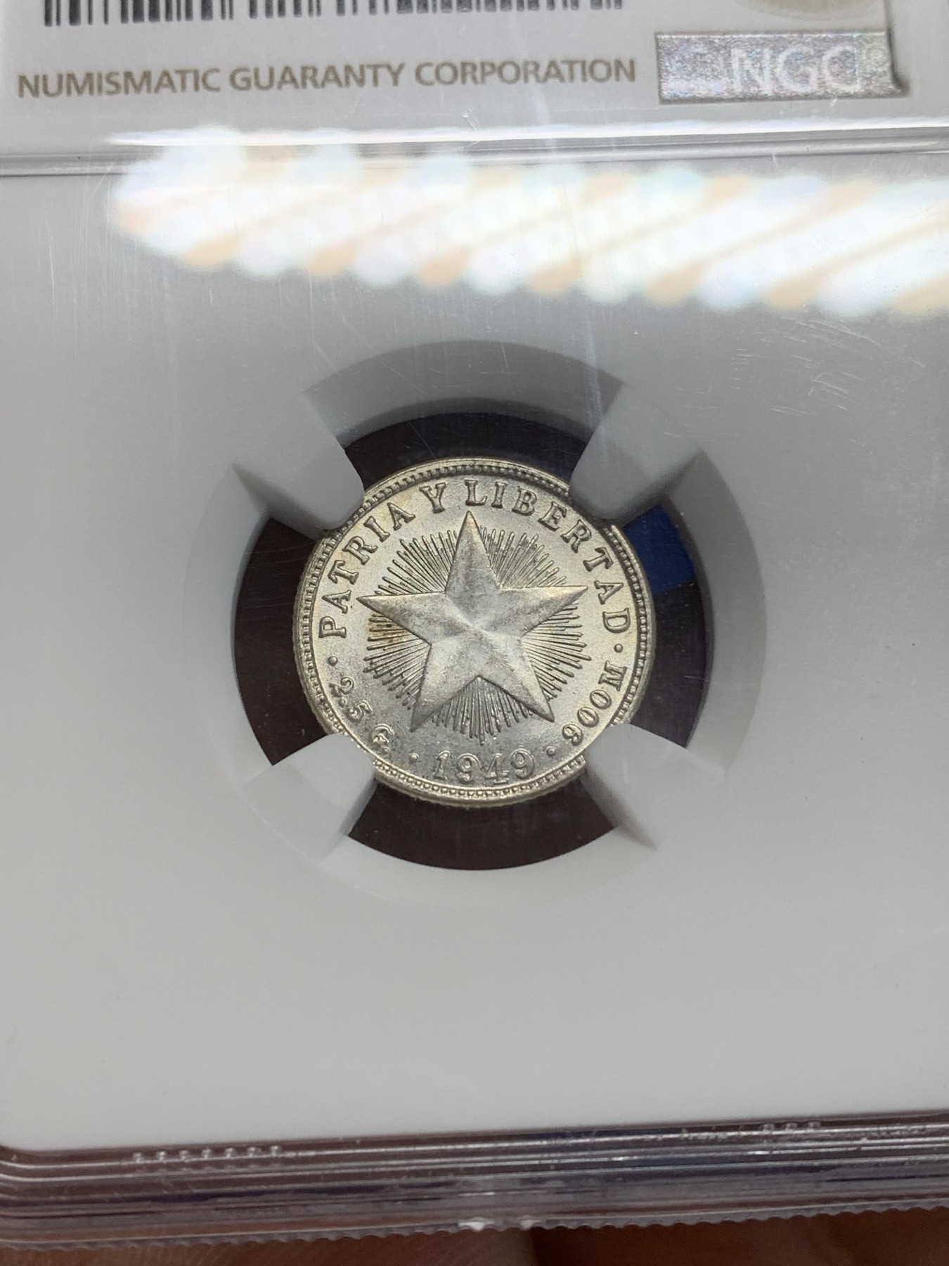 《竞宝斋》第209场-周日，周一 2场 (全场包邮) NGC-MS64 古巴 1949年 10分银币