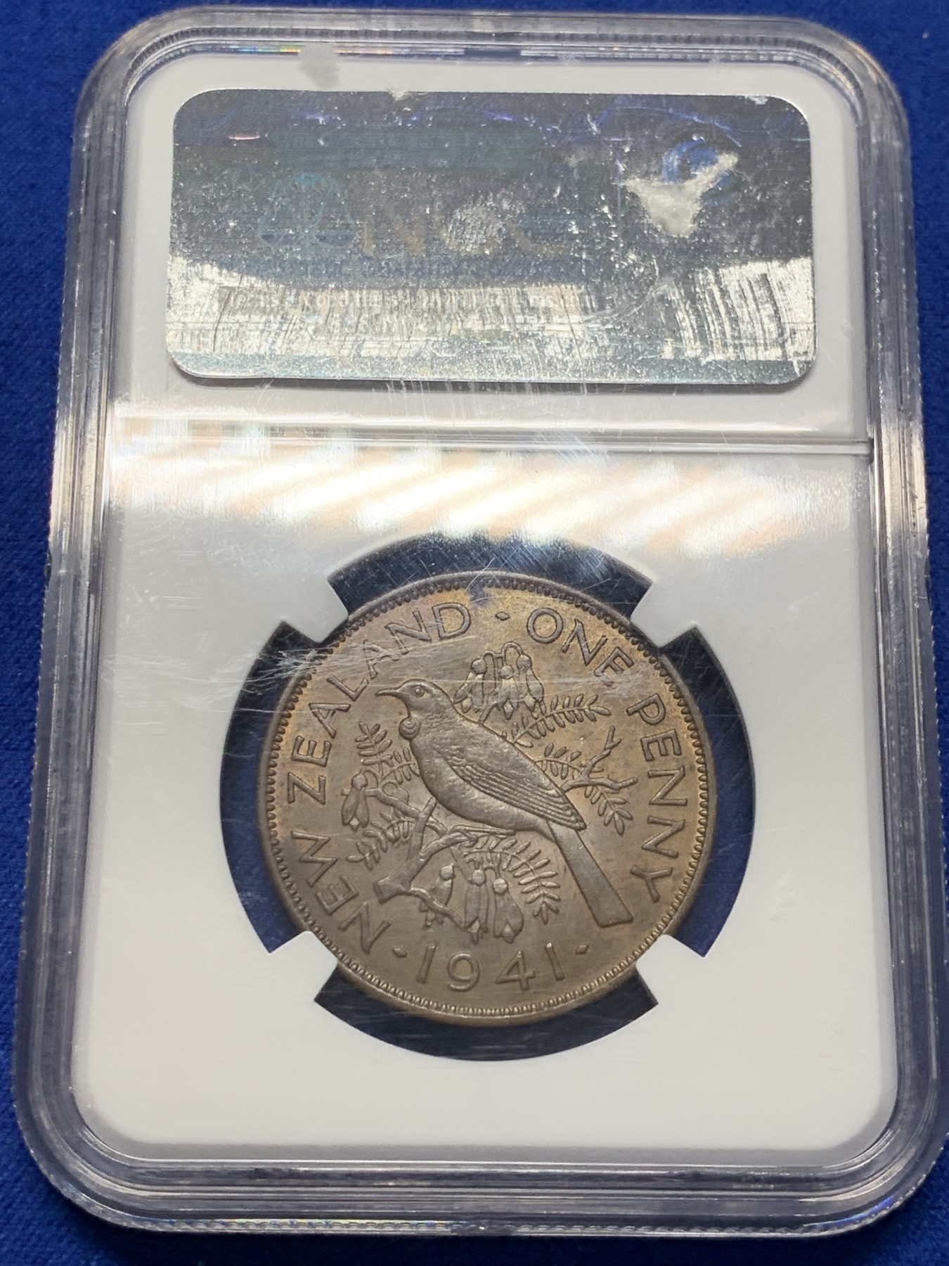 《竞宝斋》第209场-周日，周一 2场 (全场包邮) NGC MS63BN 新西兰1941年乔六1便士铜币