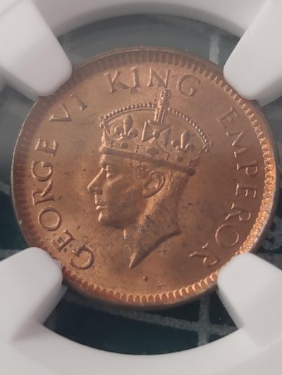 燕姐换藏第63拍 印度1941年十二分之一安娜铜币