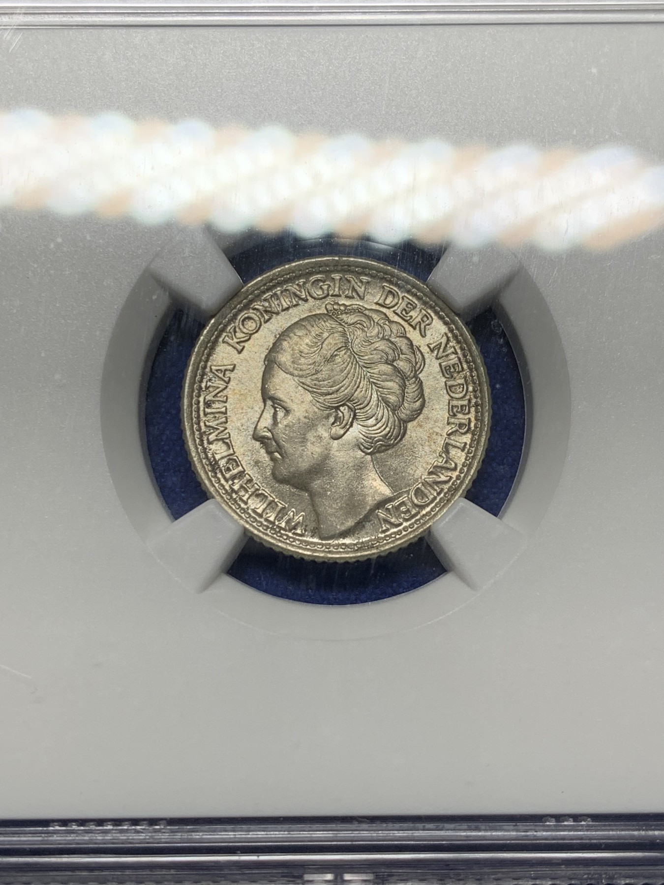 《竞宝斋》第209场-周日，周一 2场 (全场包邮) NGC-MS64 荷兰 1944年 威廉明娜女王25C银币