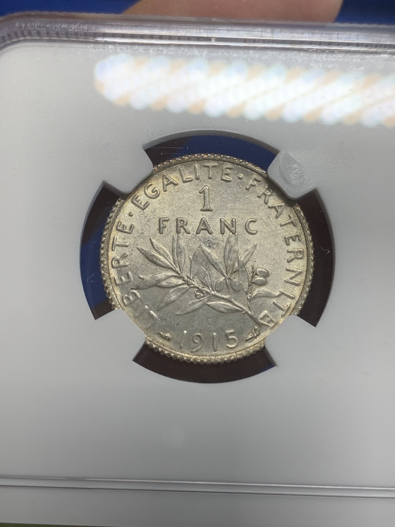 《竞宝斋》第209场-周日，周一 2场 (全场包邮) NGC UNC 1915年 法国播种女神1法郎银币