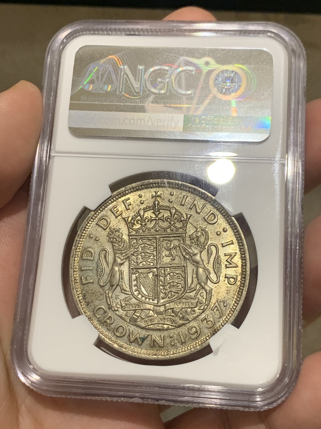 《竞宝斋》第209场-周日，周一 2场 (全场包邮) NGC-MS64 英国 1937年乔治六世登基克朗银币 比木马剑少一个量级的低估品种 高分难得