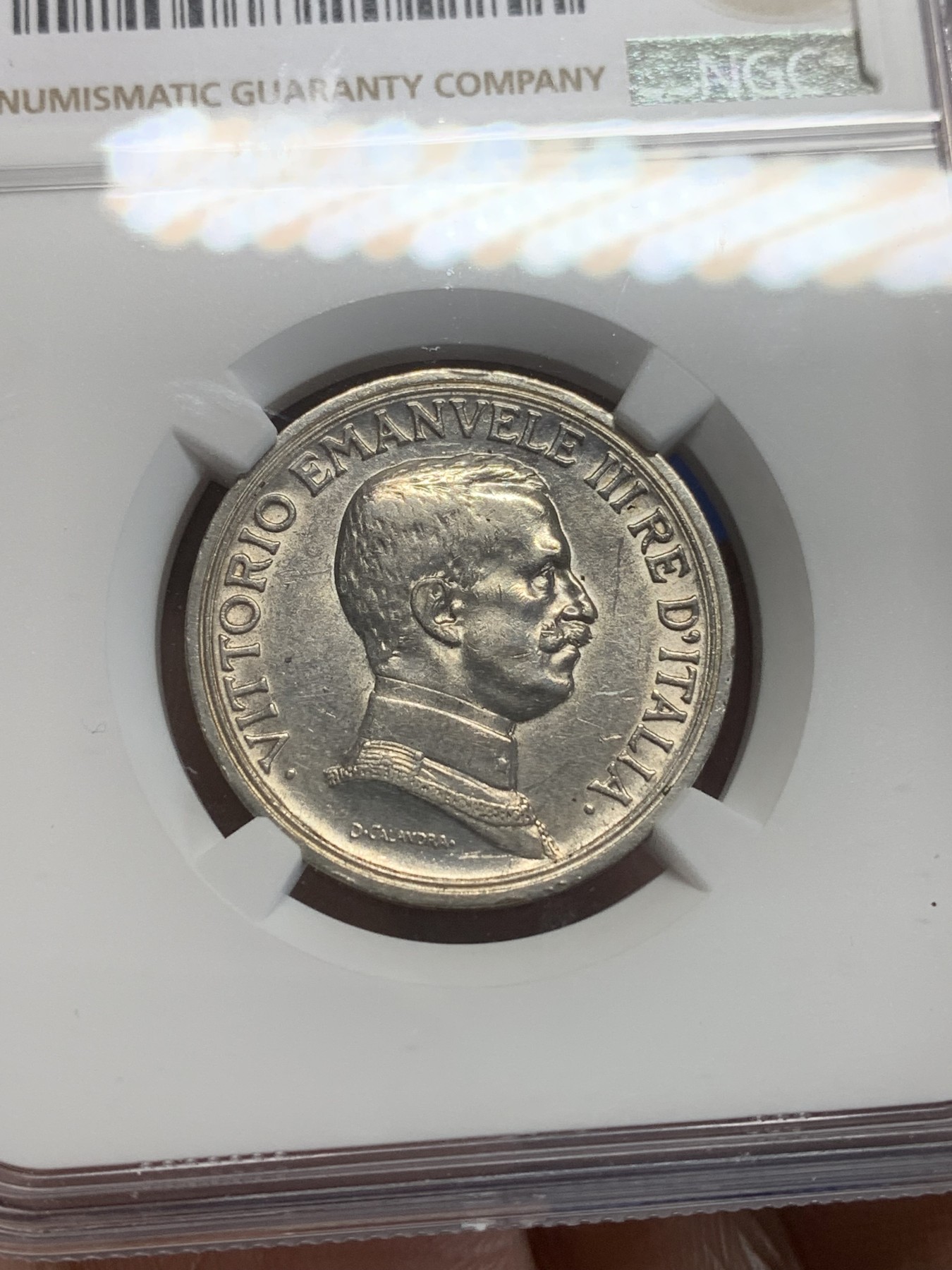 《竞宝斋》第209场-周日，周一 2场 (全场包邮) NGC-AUD 意大利 1914年 2里拉马车银币