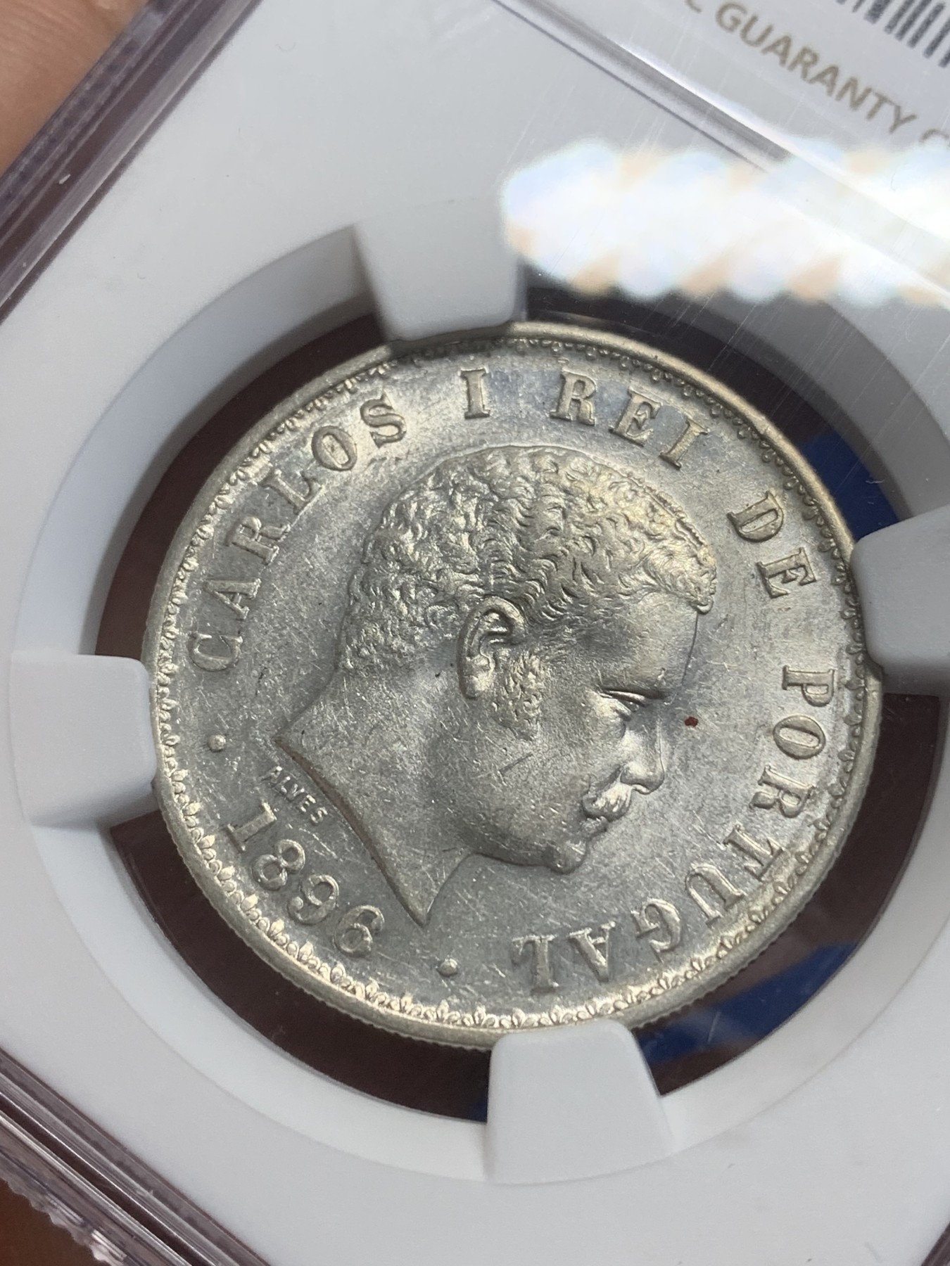 《竞宝斋》第209场-周日，周一 2场 (全场包邮) NGC AU55 葡萄牙 1896年 卡洛斯一世 500瑞斯 银币