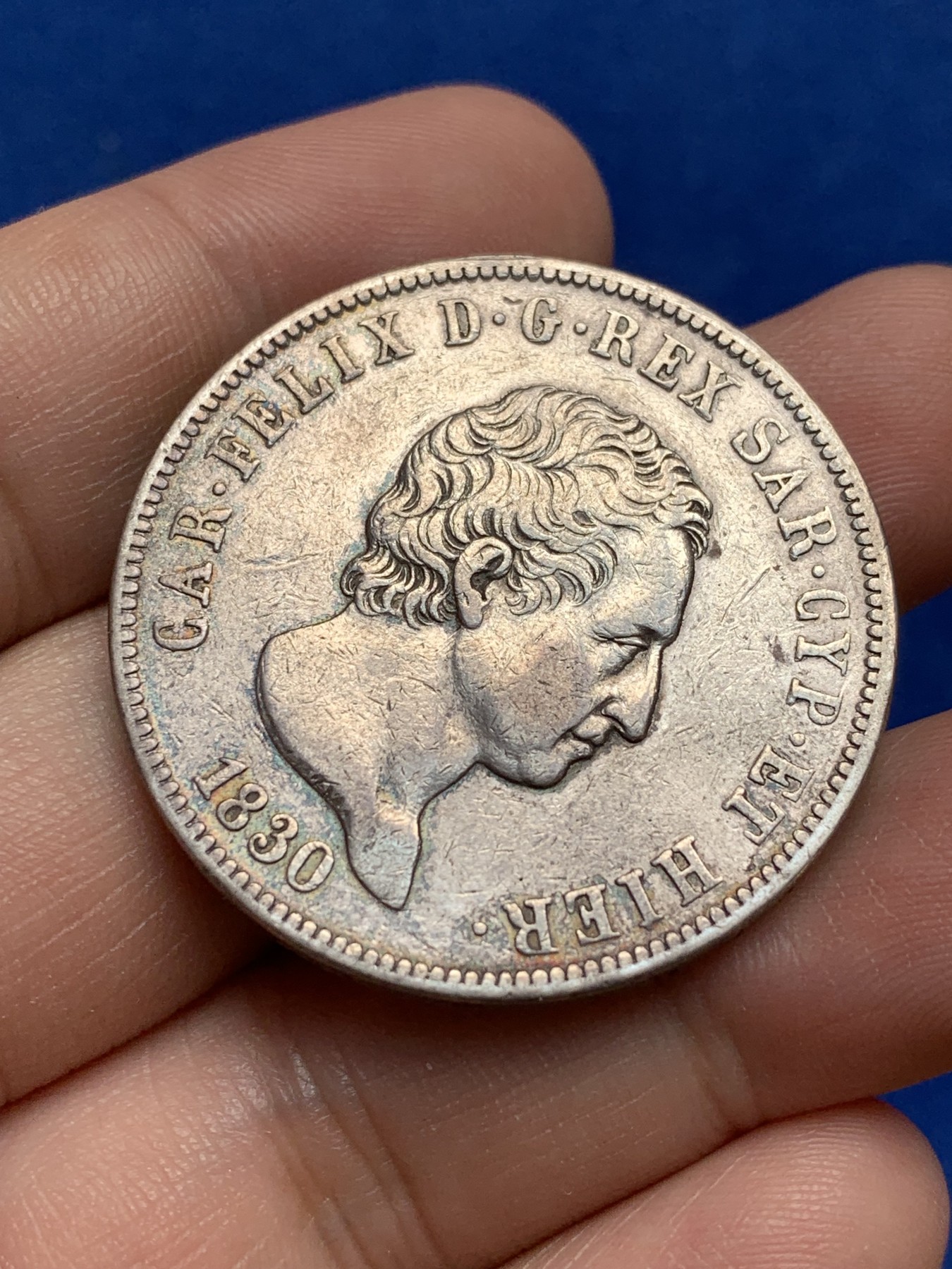 《竞宝斋》第209场-周日，周一 2场 (全场包邮) 意大利邦国1830撒丁岛5里拉银币 稀少品种