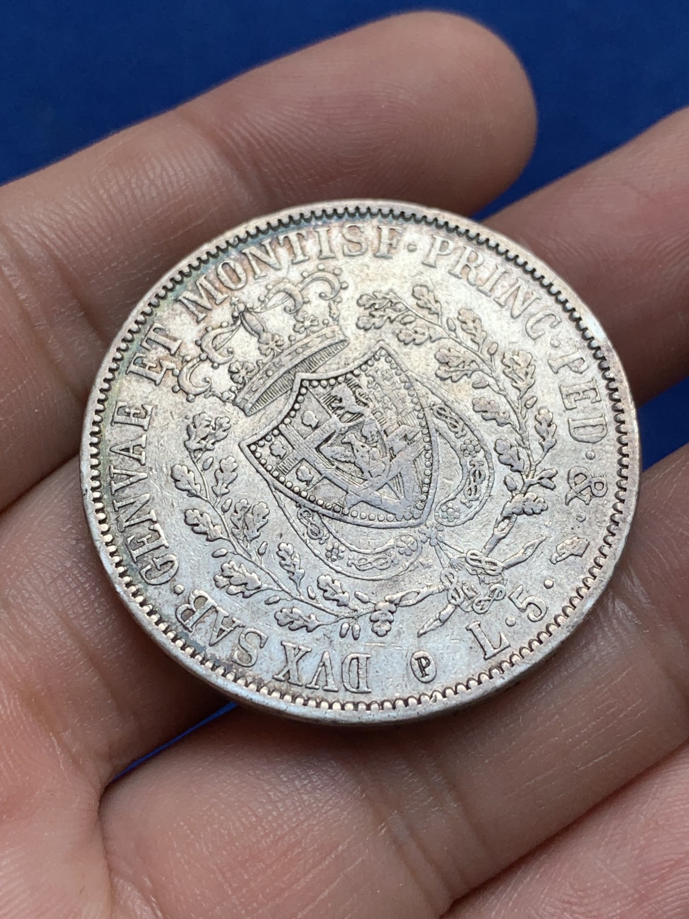 《竞宝斋》第209场-周日，周一 2场 (全场包邮) 意大利邦国1830撒丁岛5里拉银币 稀少品种