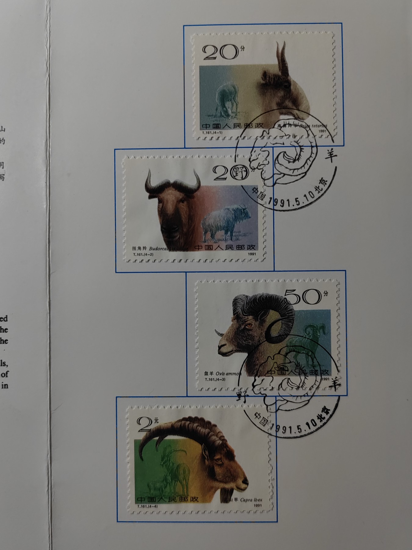 中国：纪念邮折专场（秒杀）第①⑦场 T161 1991 野羊 