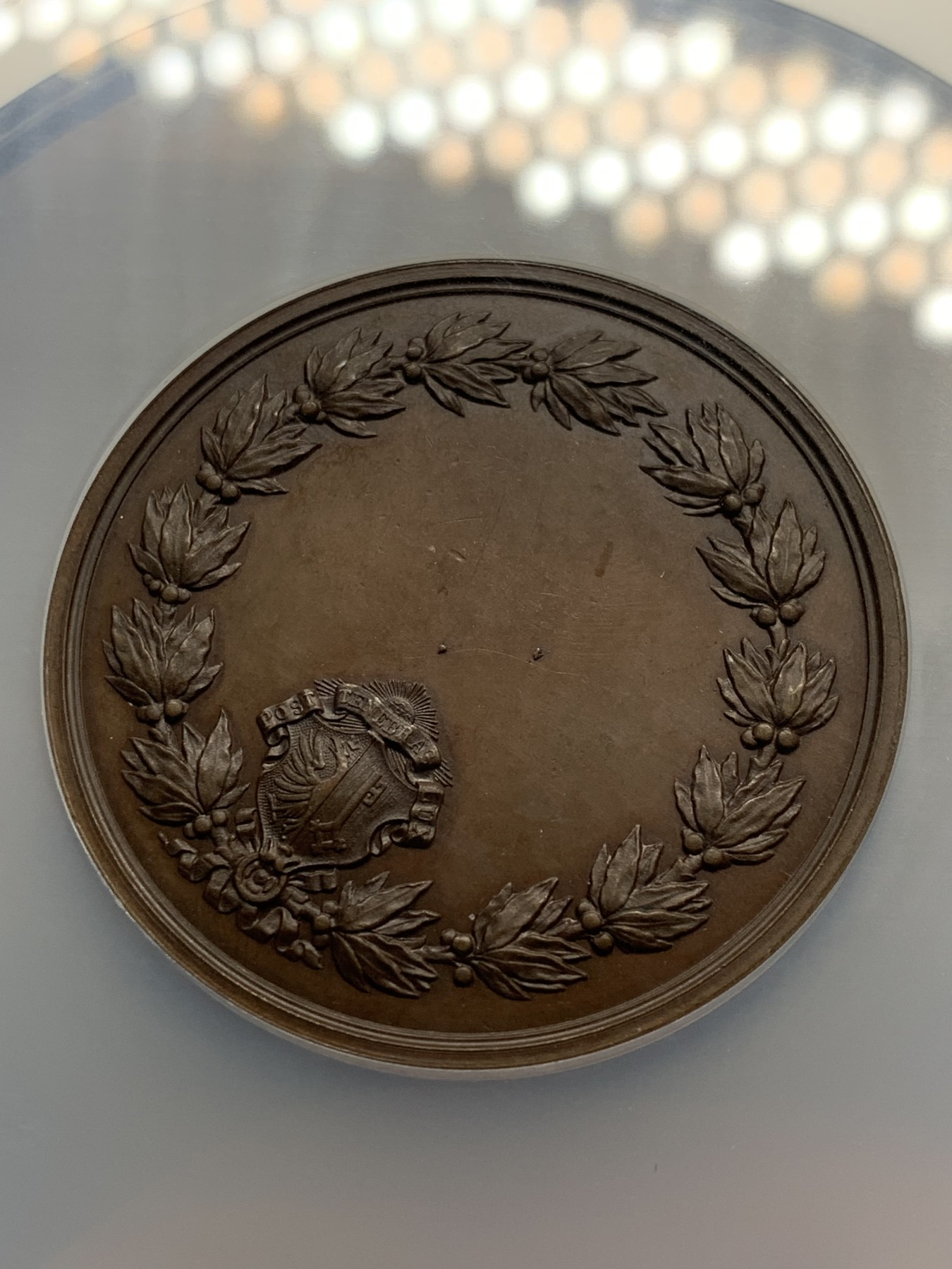 《竞宝斋》第209场-周日，周一 2场 (全场包邮) NGC MS62BN 瑞士共和国日内瓦音乐节 铜质奖章 巧克力包浆 大盒封装