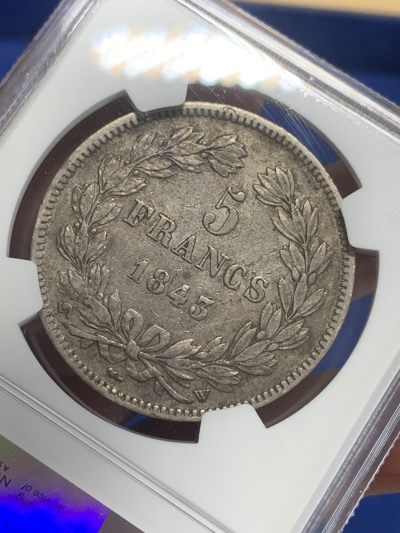 《竞宝斋》第209场-周日，周一 2场 (全场包邮) NGC-VF30 法国1843年 菲利普一世 5法郎大银币