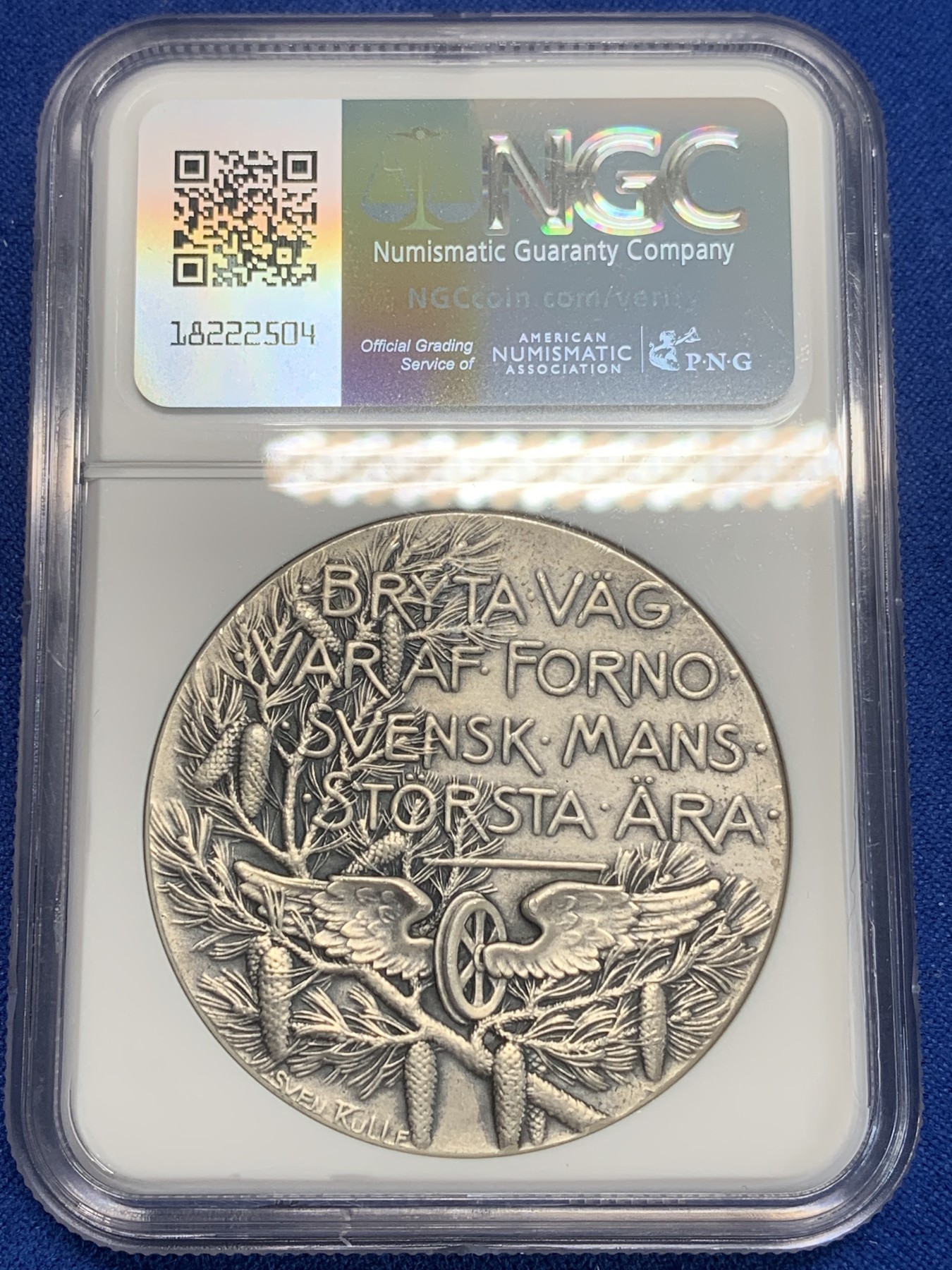 《竞宝斋》第209场-周日，周一 2场 (全场包邮) NGC MS64 瑞典1907年加夫莱-达拉铁路银章 构图细致饱满生动 分数也不错