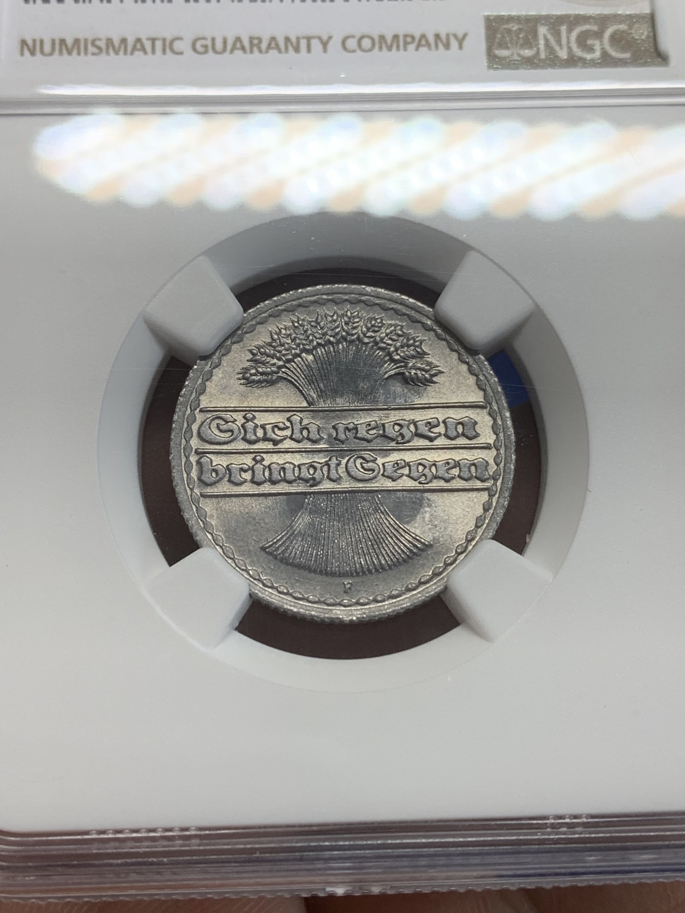 《竞宝斋》第209场-周日，周一 2场 (全场包邮) NGC MS65 德国1920F 魏玛50芬尼 分数不错的一枚