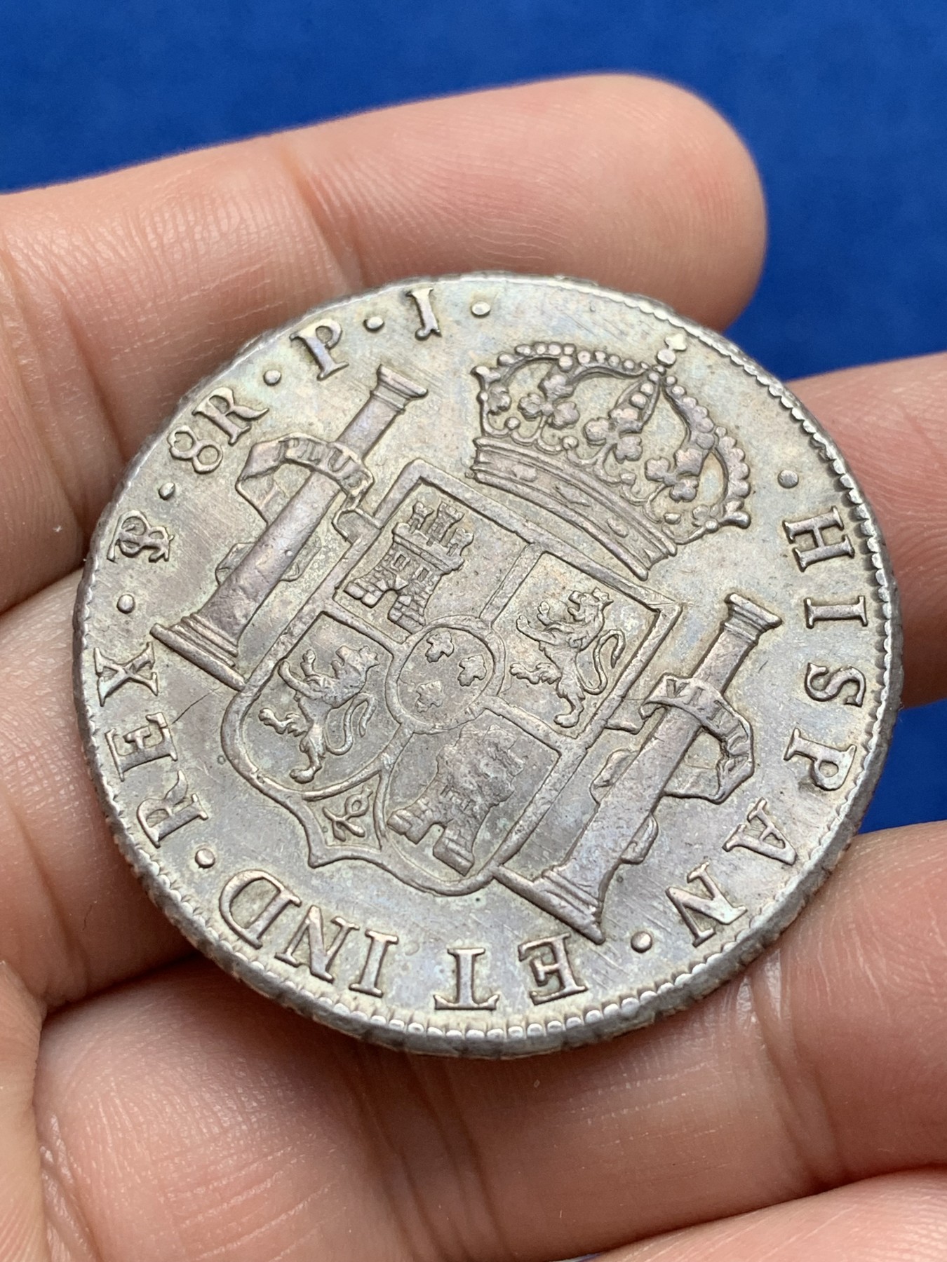 《竞宝斋》第209场-周日，周一 2场 (全场包邮) 西属玻利维亚 1808年卡四双柱大银币 正反打制好 状态不错