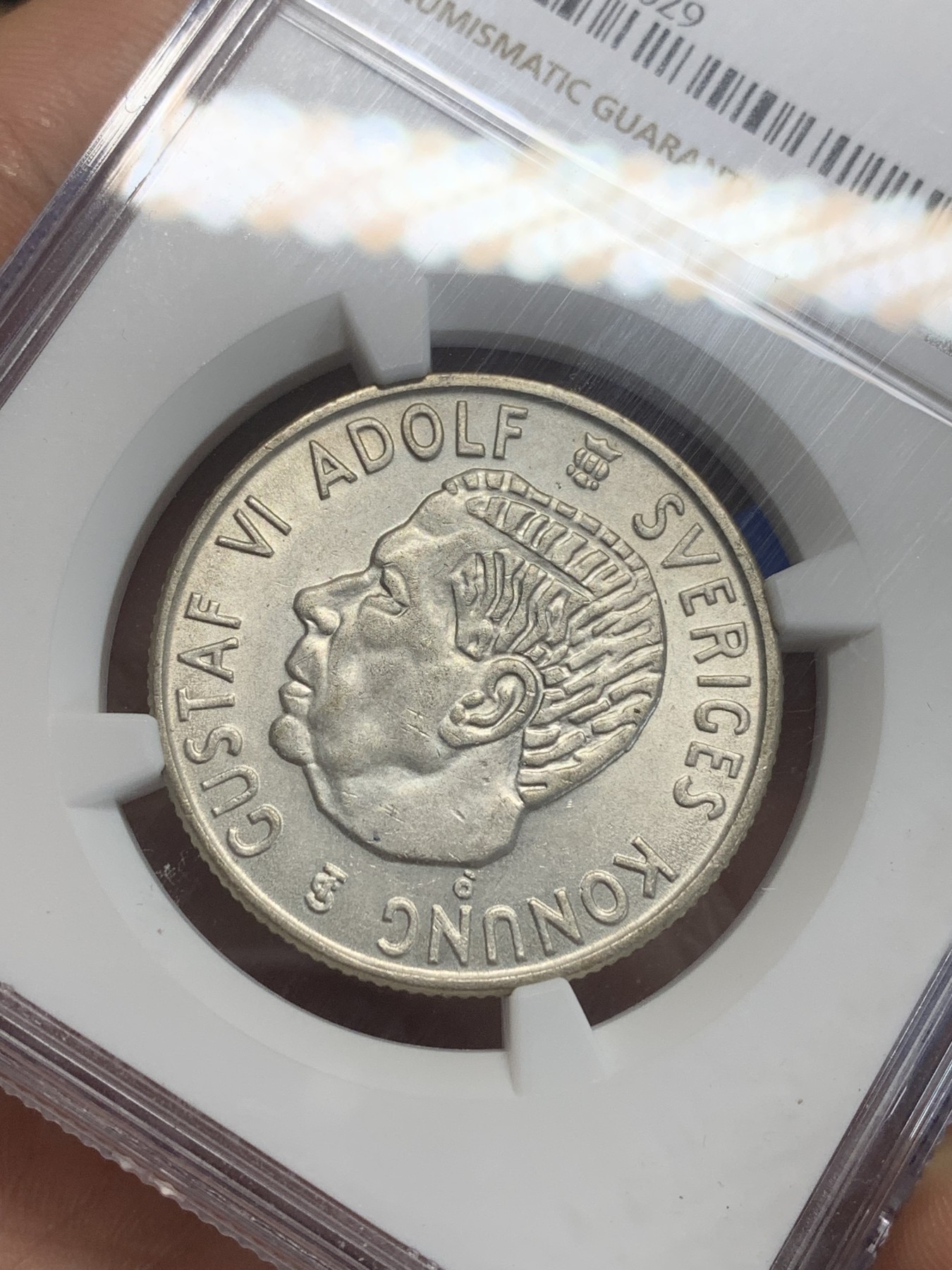 《竞宝斋》第209场-周日，周一 2场 (全场包邮) NGC MS63 1956瑞典2克朗银币