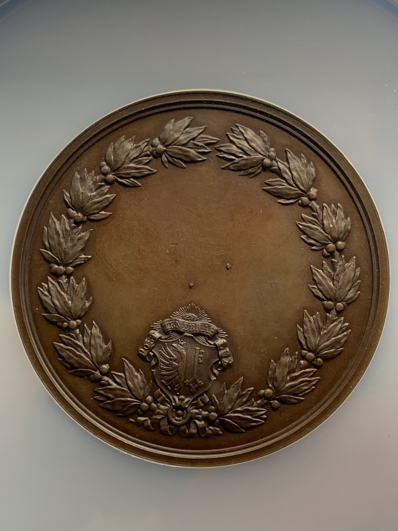 《竞宝斋》第209场-周日，周一 2场 (全场包邮) NGC MS62BN 瑞士共和国日内瓦音乐节 铜质奖章 巧克力包浆 大盒封装