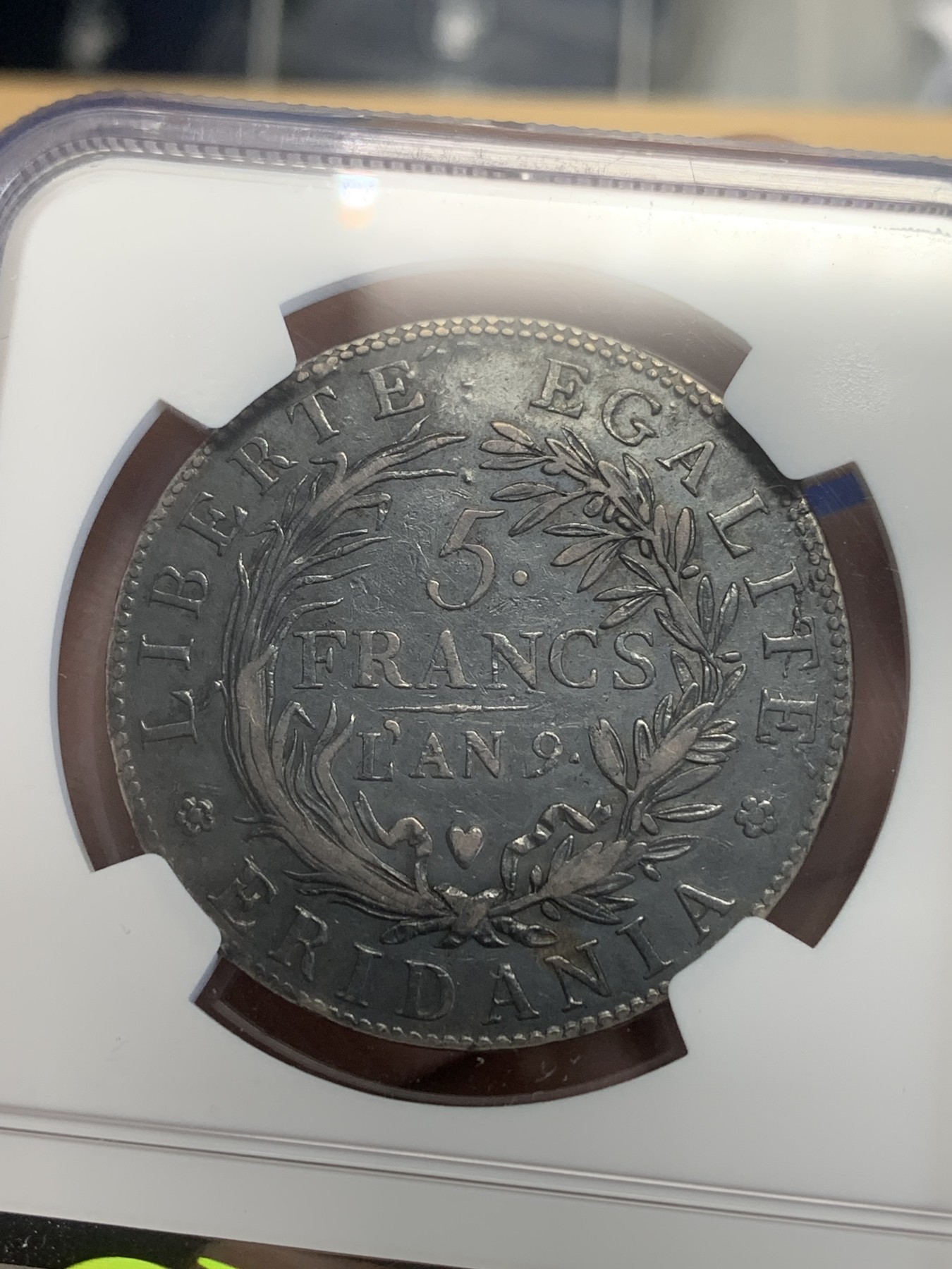 《竞宝斋》第209场-周日，周一 2场 (全场包邮) NGC VF 意大利 山南共和国 共和10年LAN9 5法郎银币 少见品种