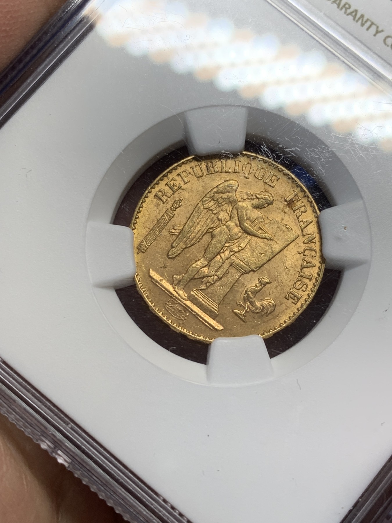 《竞宝斋》第209场-周日，周一 2场 (全场包邮) NGC MS62 法国1897年天使20法郎金币 非常著名的幸运金币 战时法国飞行员起飞必备