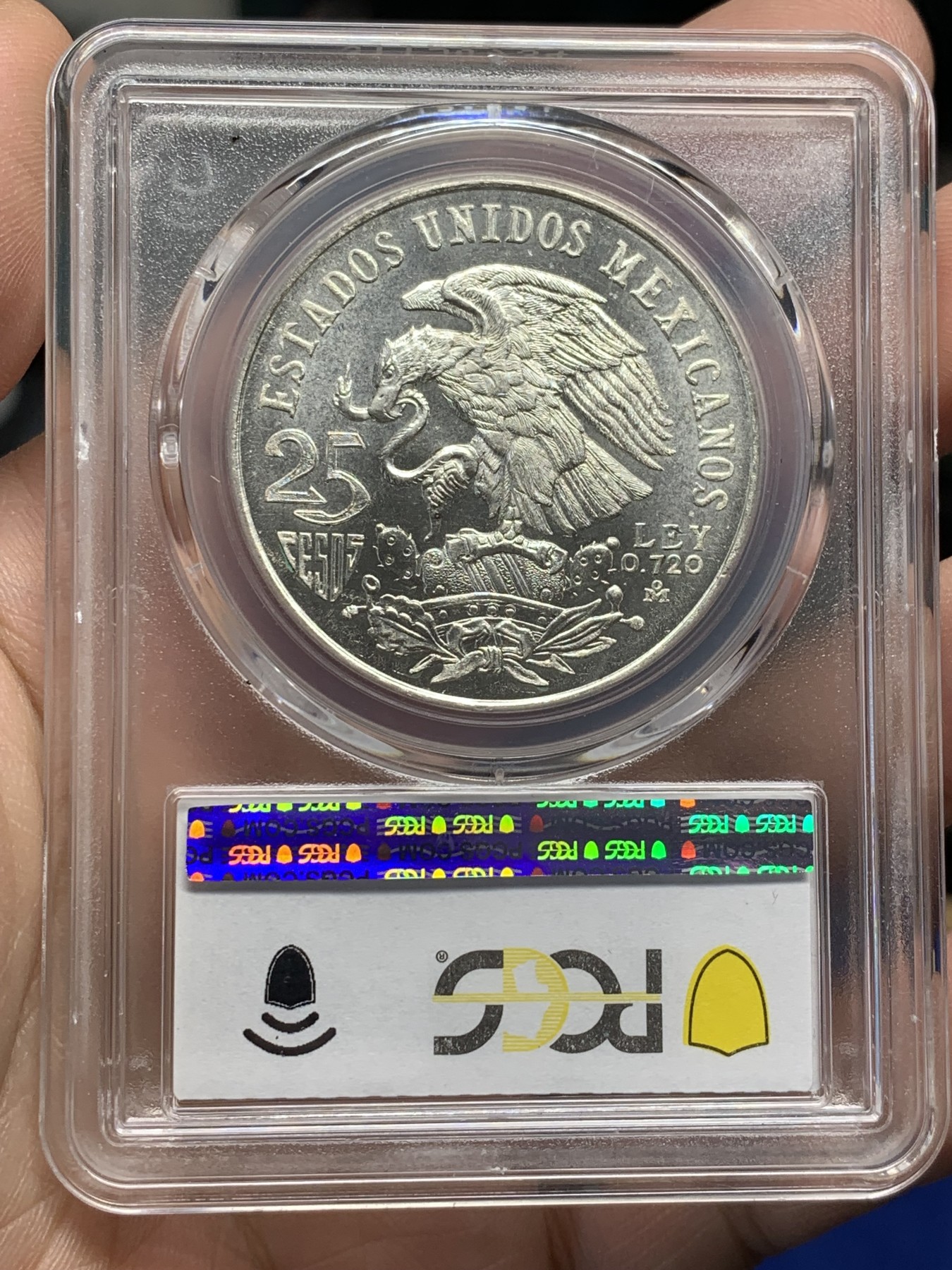 《竞宝斋》第209场-周日，周一 2场 (全场包邮) PCGS MS66 墨西哥1968年25比索奥运银币