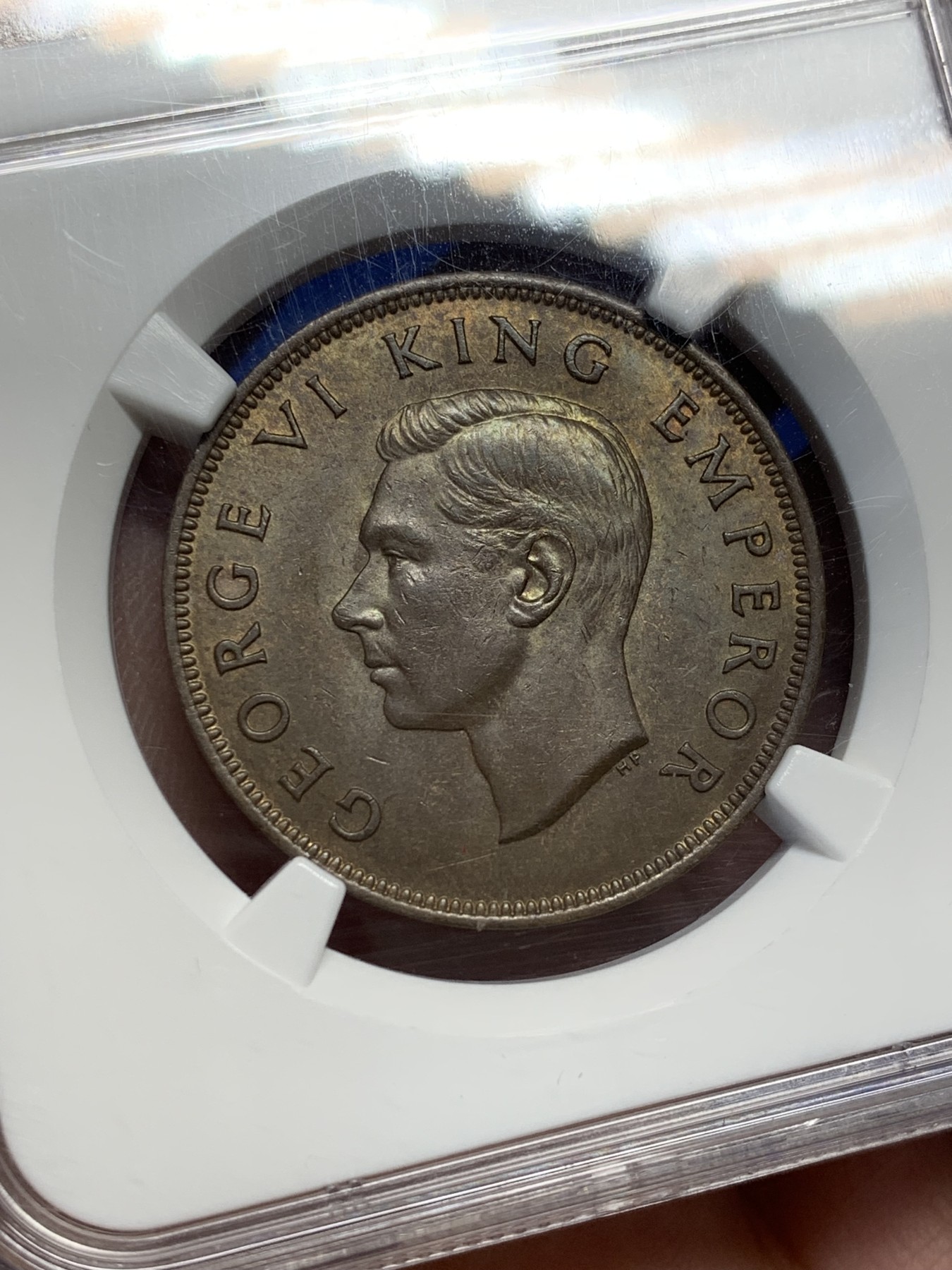 《竞宝斋》第209场-周日，周一 2场 (全场包邮) NGC MS63BN 新西兰1941年乔六1便士铜币