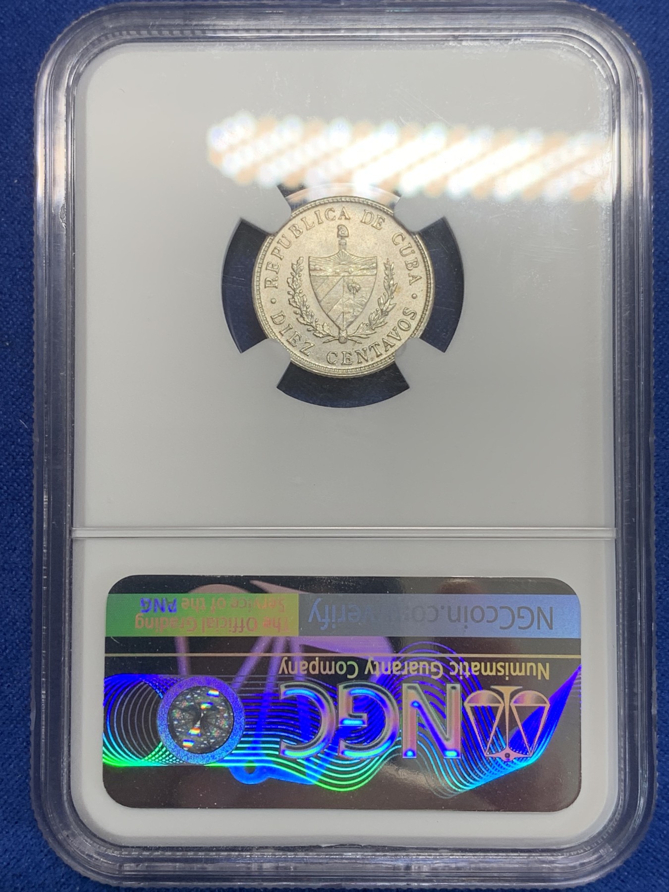 《竞宝斋》第209场-周日，周一 2场 (全场包邮) NGC-MS64 古巴 1949年 10分银币