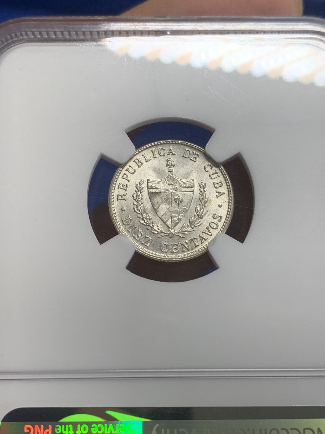 《竞宝斋》第209场-周日，周一 2场 (全场包邮) NGC-MS64 古巴 1949年 10分银币