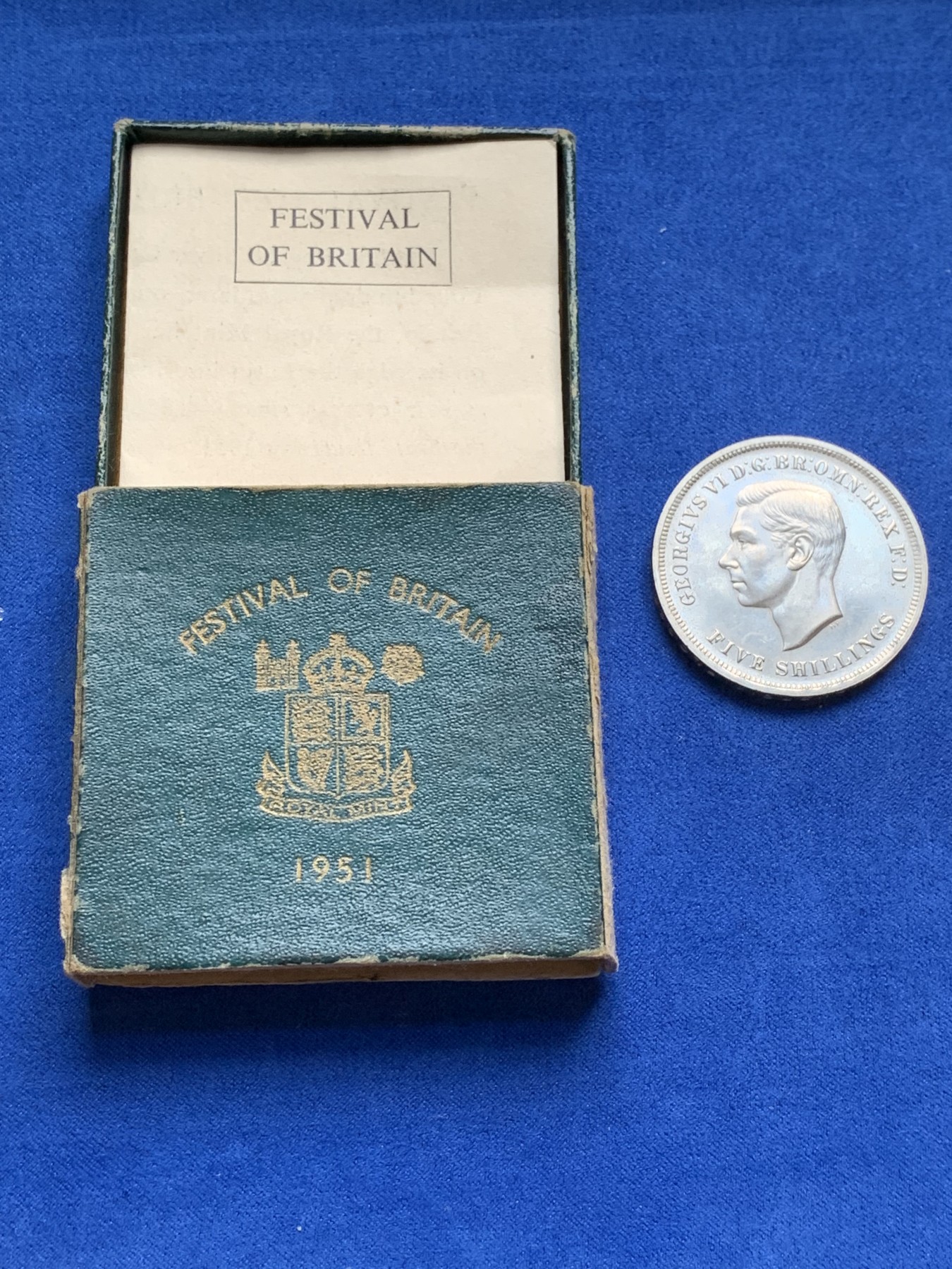 《竞宝斋》第209场-周日，周一 2场 (全场包邮) 英国1951年乔治六世 最后的马剑克朗型纪念币 绿盒少见