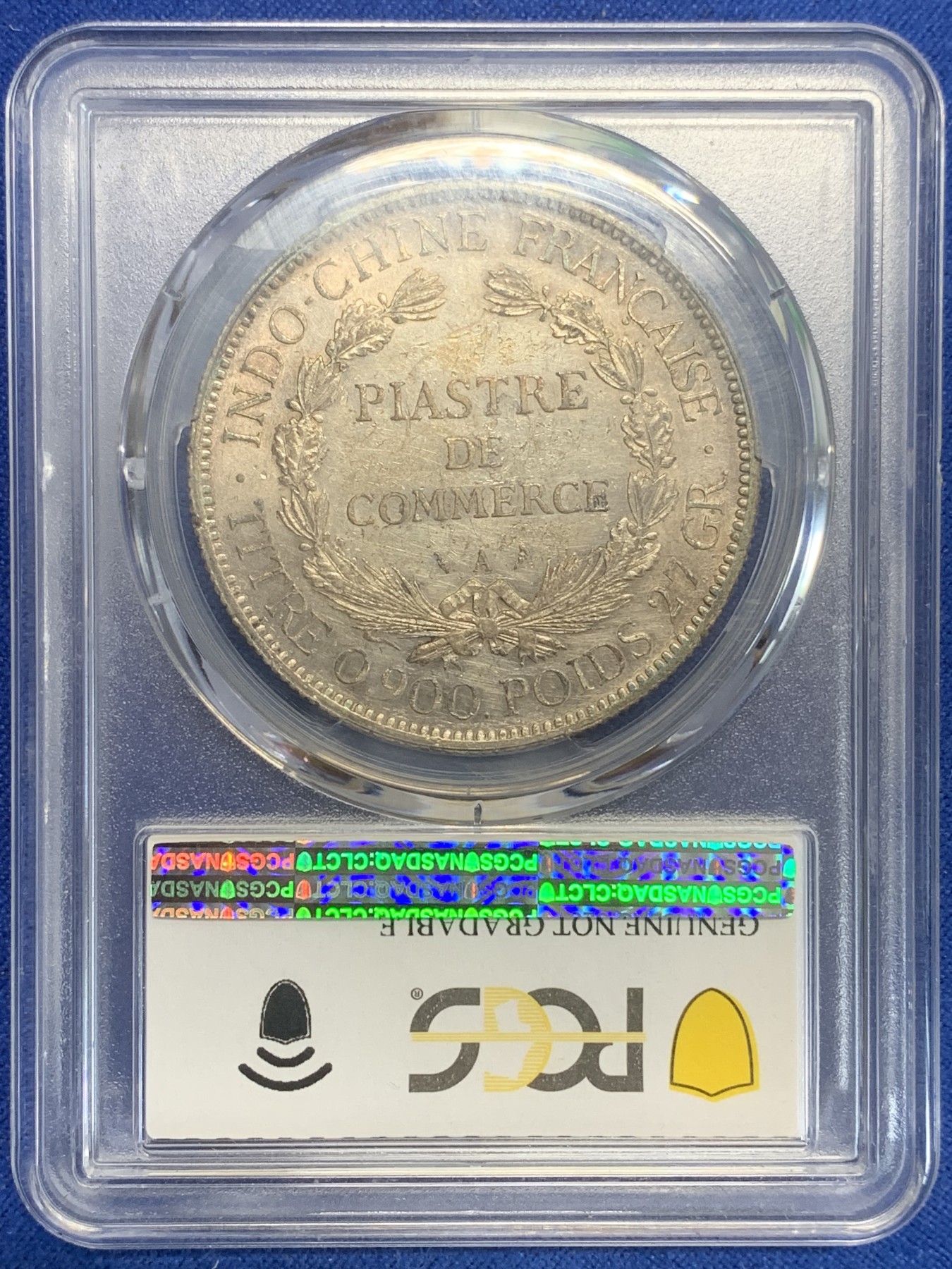 《竞宝斋》第209场-周日，周一 2场 (全场包邮) PCGS-AU 1903年法属印支坐洋银币，品相不错，可惜没有给分