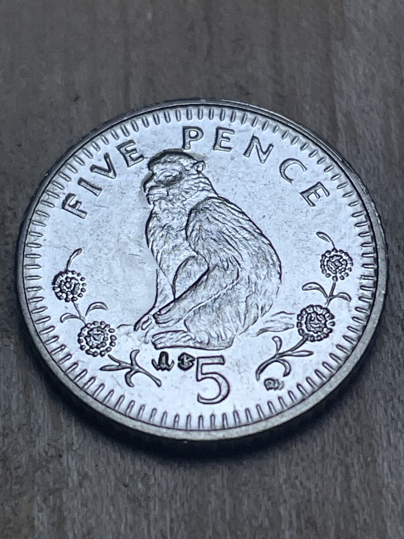 神仙姐姐散币专场第四期（无佣金，预留一期） 全新英属直布罗陀无尾猴5便士动物币