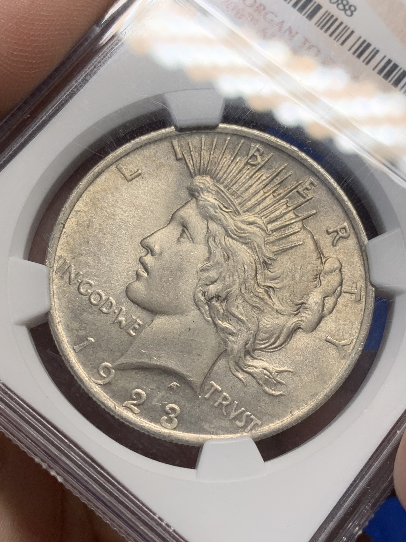 《竞宝斋》第209场-周日，周一 2场 (全场包邮) NGC MS62 美国1923年摩根与和平美元100周年银币，味道很好，尤其是背面。