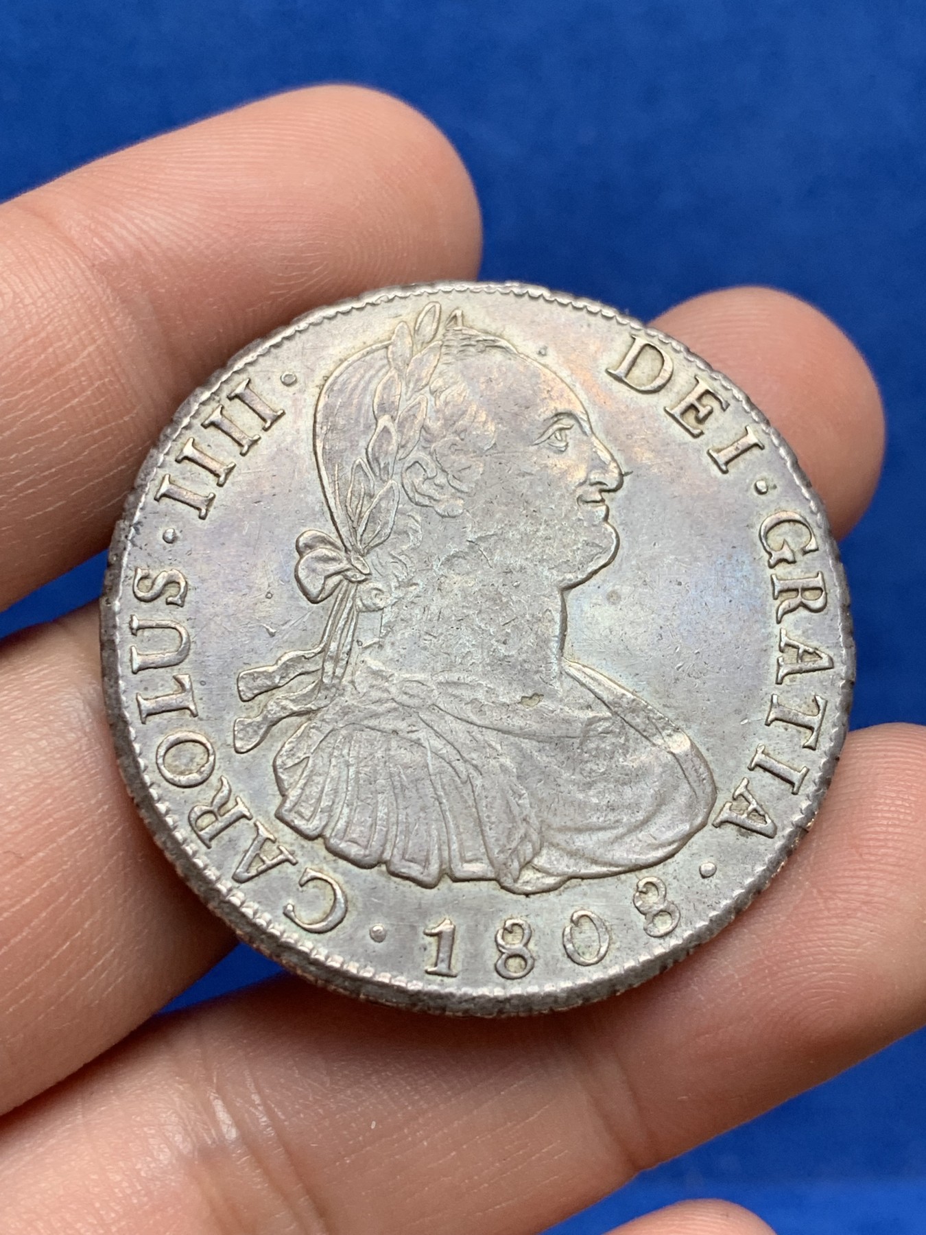 《竞宝斋》第209场-周日，周一 2场 (全场包邮) 西属玻利维亚 1808年卡四双柱大银币 正反打制好 状态不错