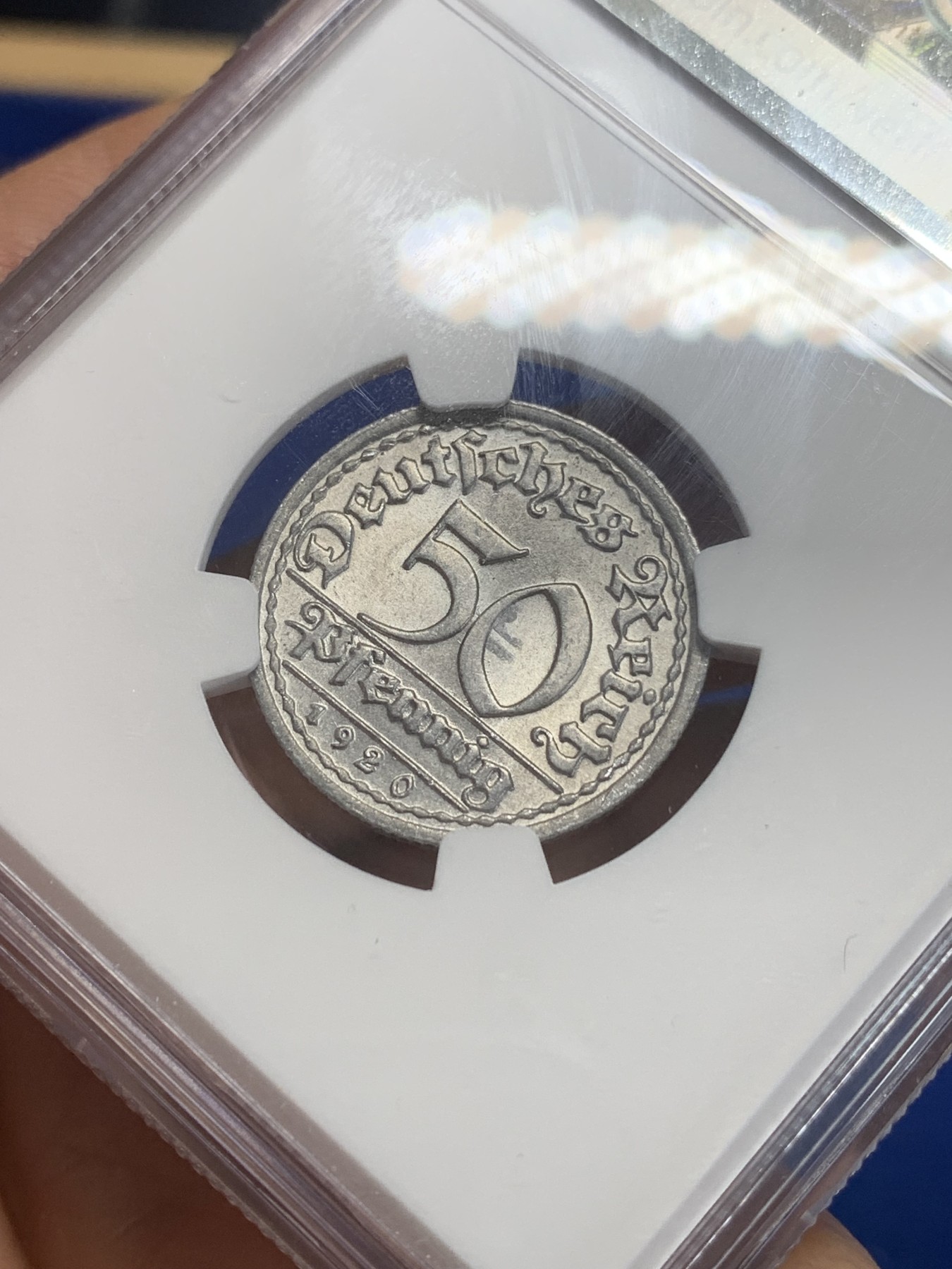 《竞宝斋》第209场-周日，周一 2场 (全场包邮) NGC MS65 德国1920F 魏玛50芬尼 分数不错的一枚