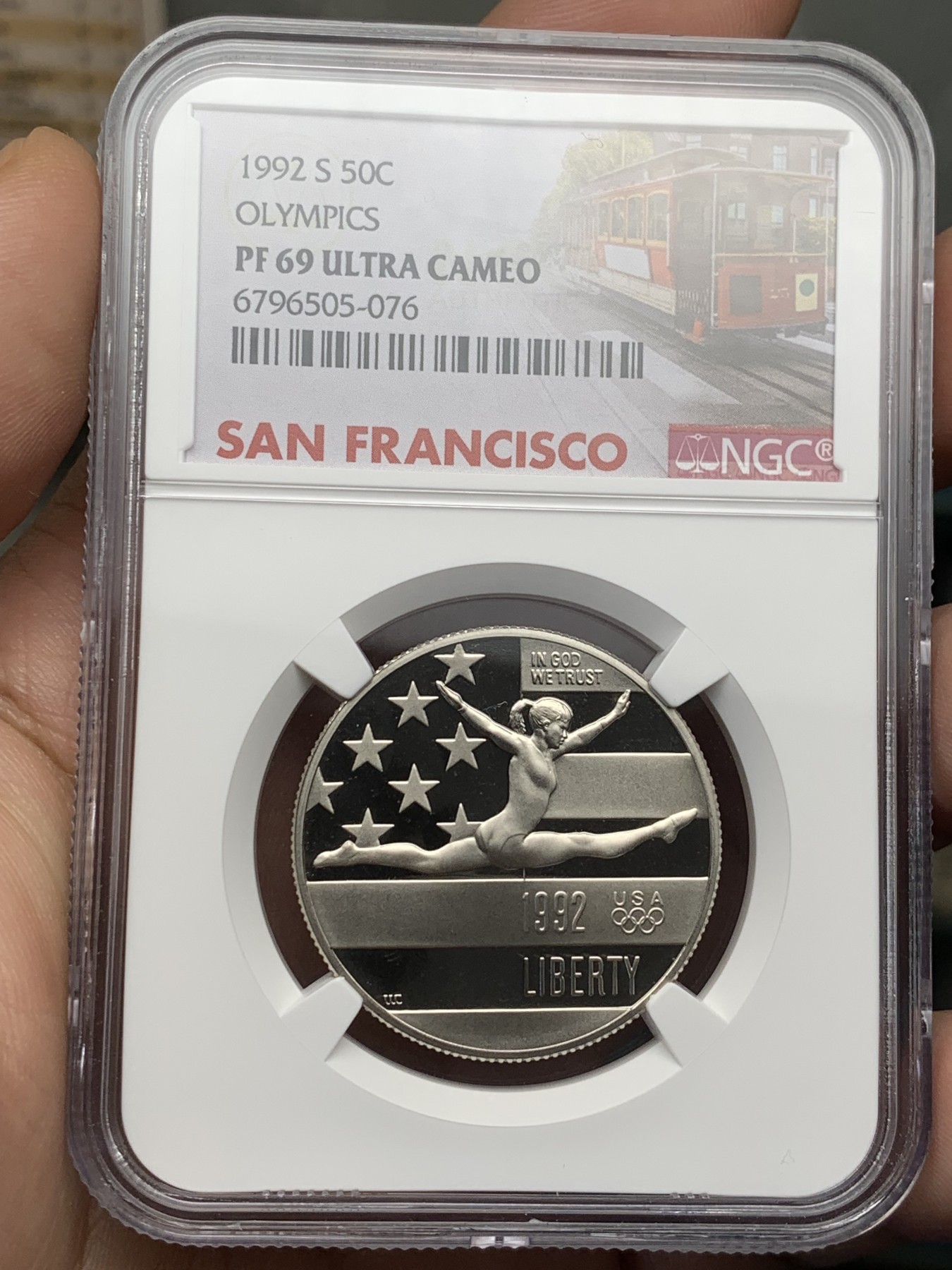 《竞宝斋》第209场-周日，周一 2场 (全场包邮) NGC PF69UC 美国1992年奥运半美元
