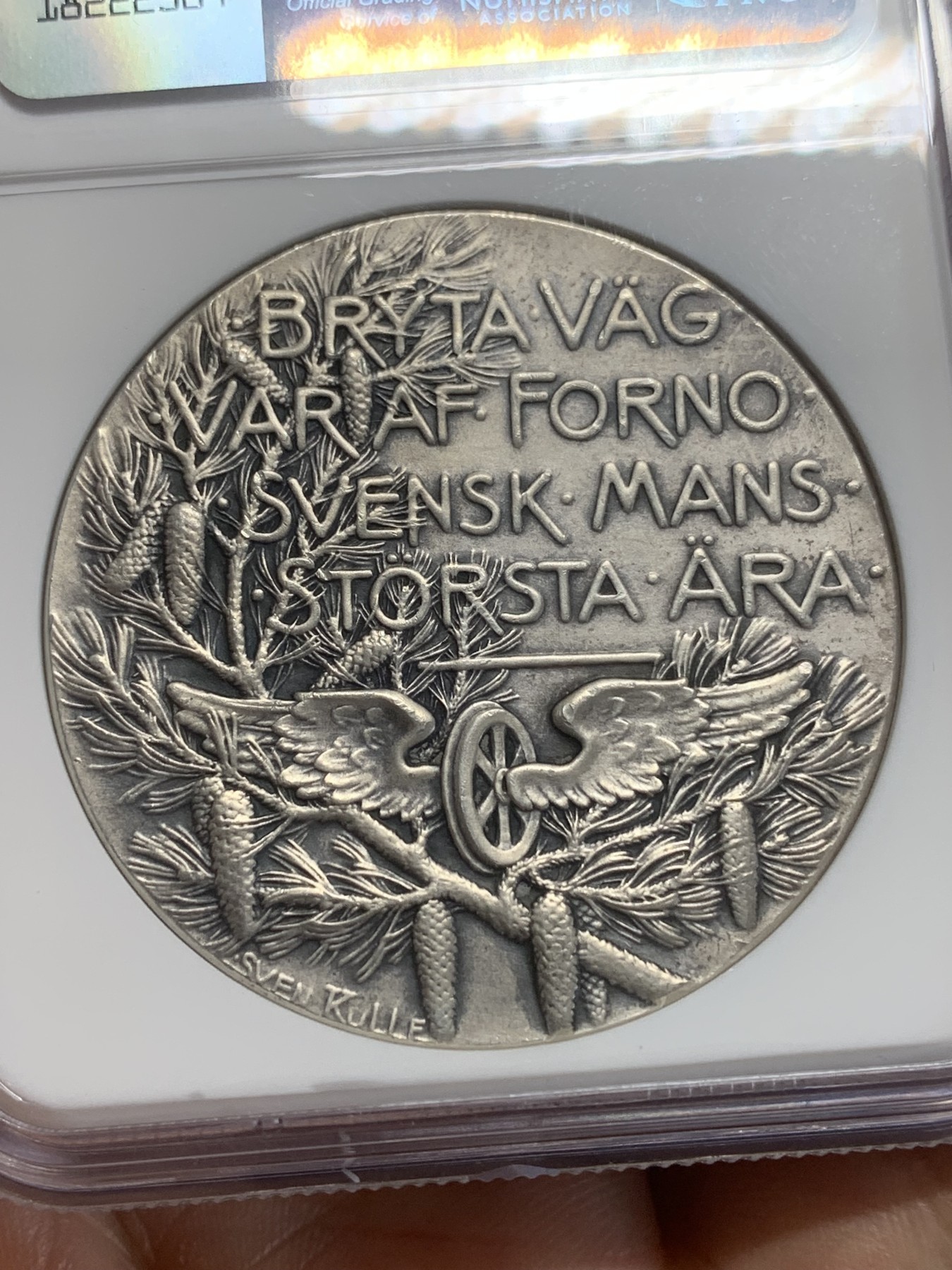 《竞宝斋》第209场-周日，周一 2场 (全场包邮) NGC MS64 瑞典1907年加夫莱-达拉铁路银章 构图细致饱满生动 分数也不错