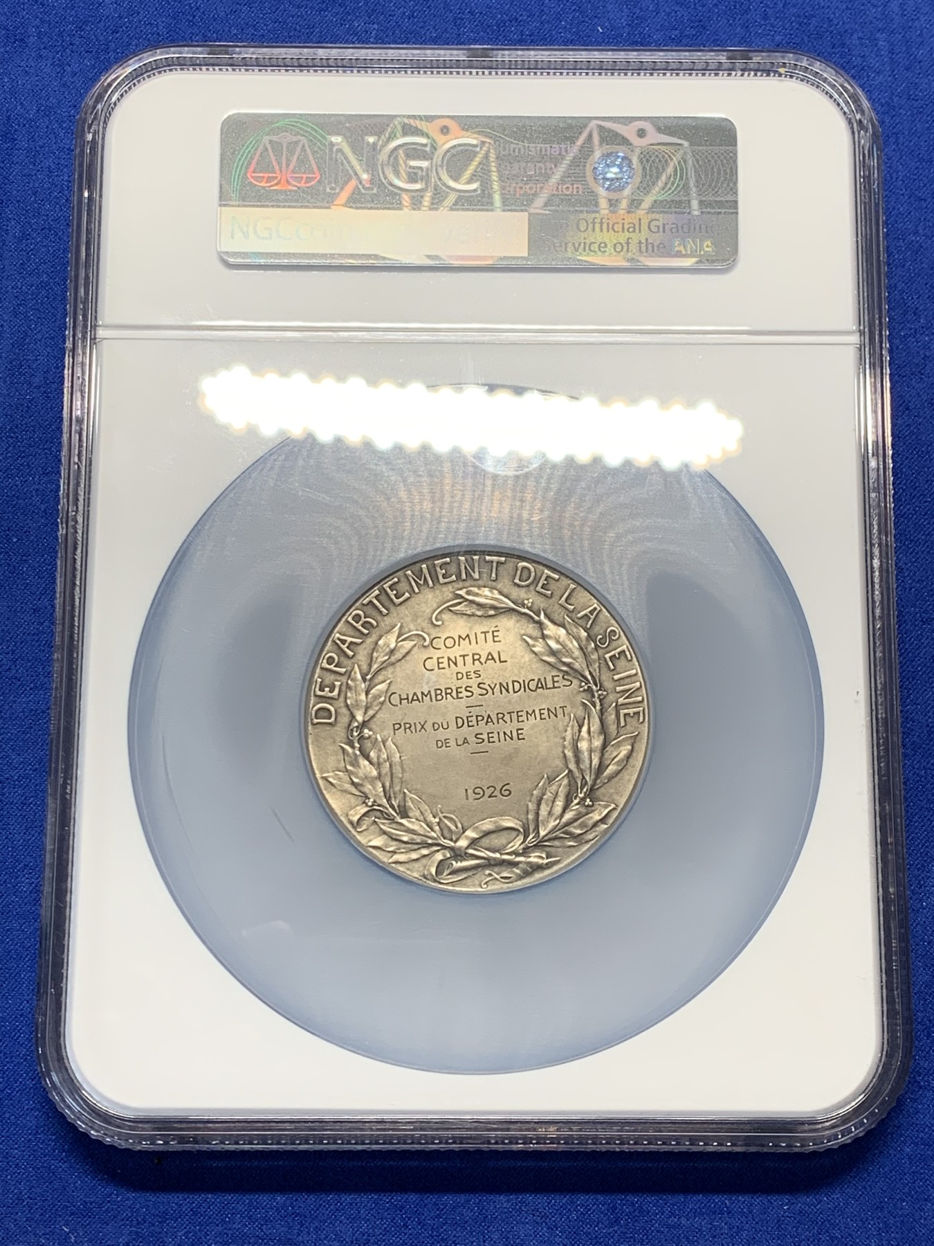 《竞宝斋》第209场-周日，周一 2场 (全场包邮) NGC MS63 法国 女神玛丽安娜头像大银章 迪普伊作品 50mm 71.8g 大盒封装 手感好
