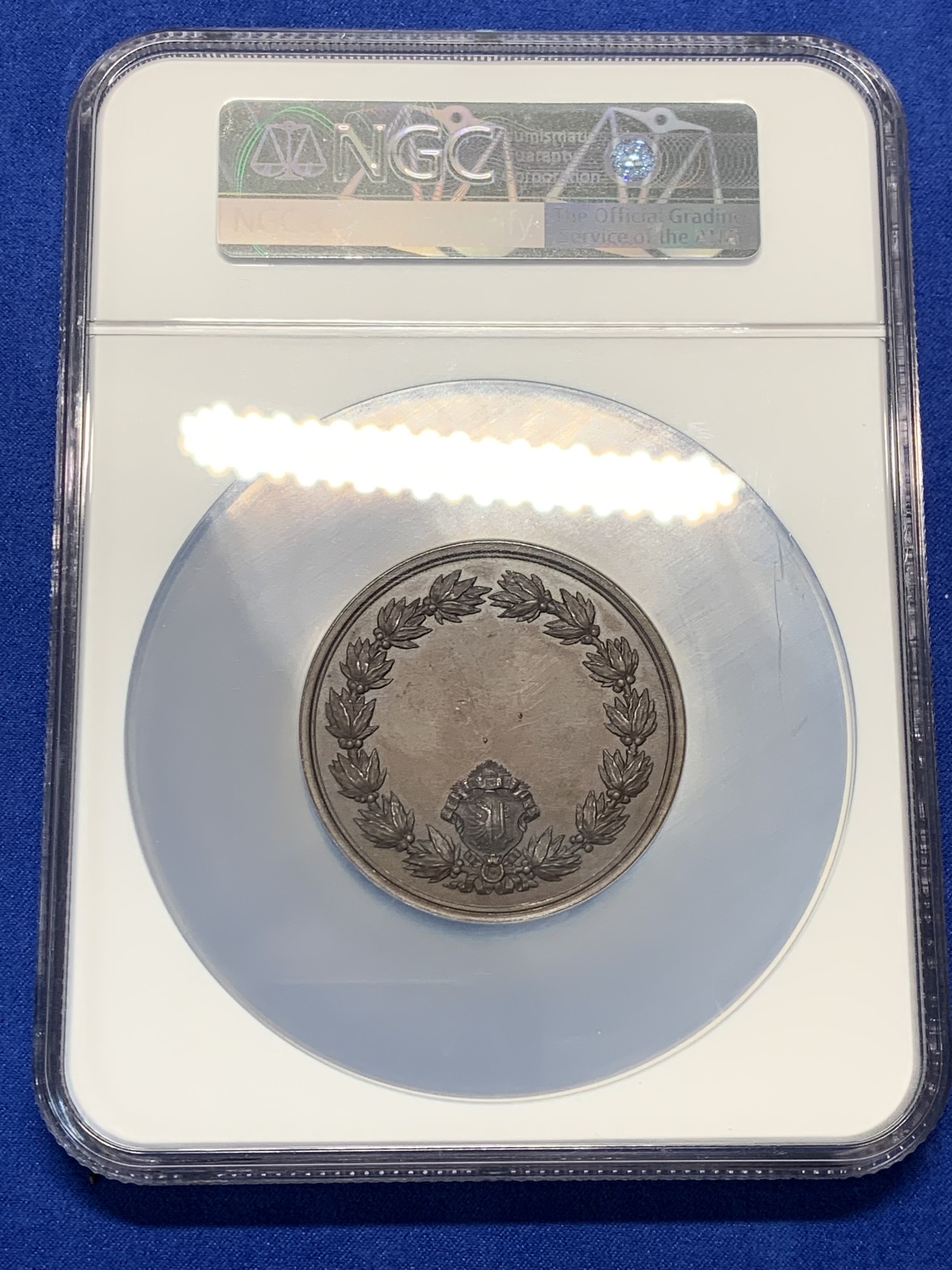 《竞宝斋》第209场-周日，周一 2场 (全场包邮) NGC MS62BN 瑞士共和国日内瓦音乐节 铜质奖章 巧克力包浆 大盒封装