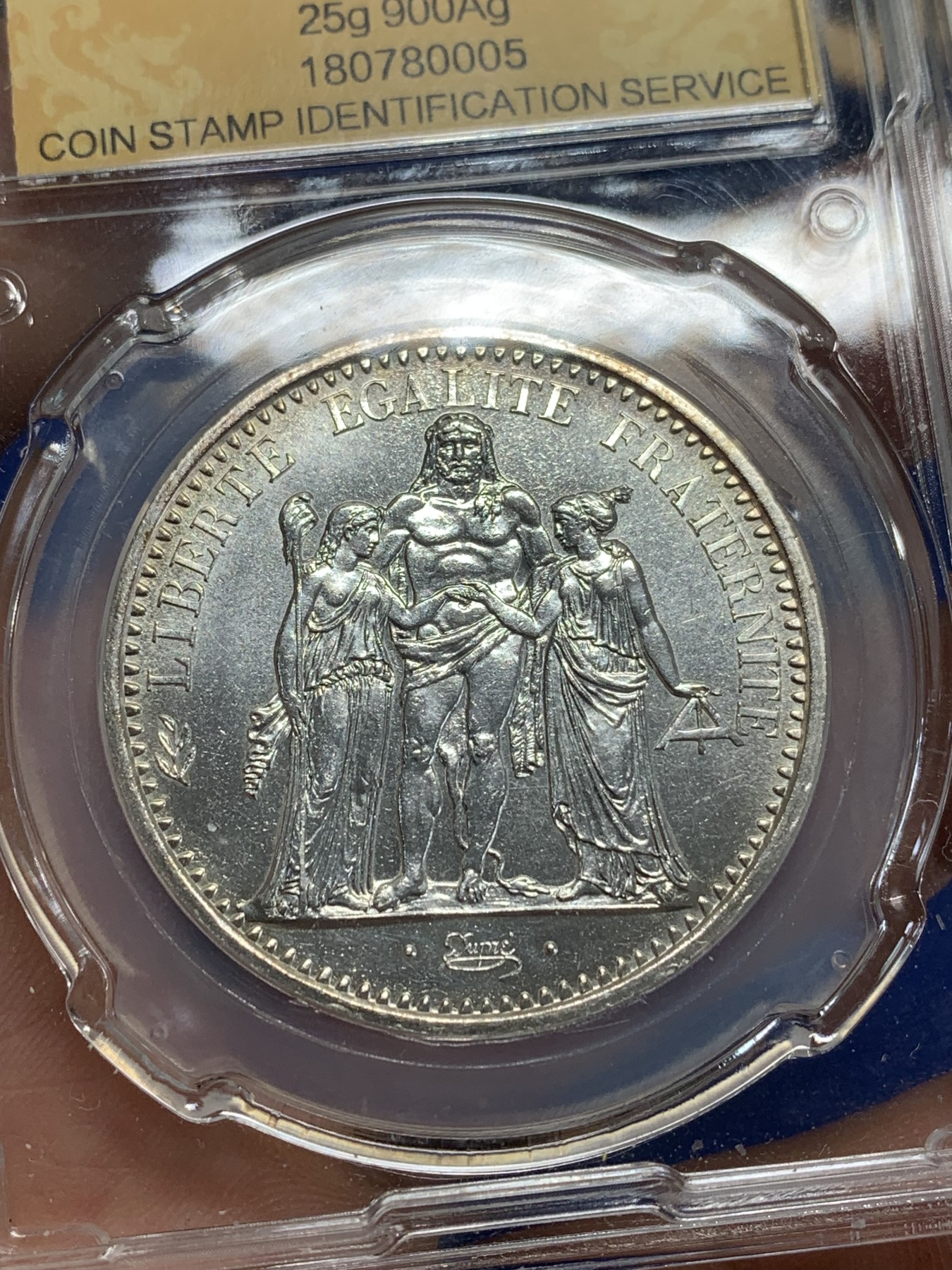 《竞宝斋》第209场-周日，周一 2场 (全场包邮) CSIS 评级 法国 1972 大力神 10法郎银币 状态很不错