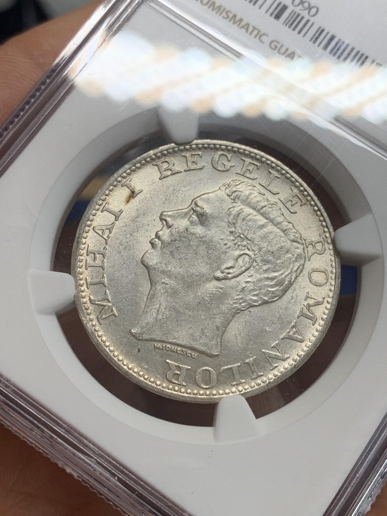 《竞宝斋》第209场-周日，周一 2场 (全场包邮) NGC-MS62 罗马尼亚1944年 500列伊银币