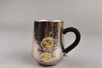 银器专场（下） - 银质花卉纹把杯