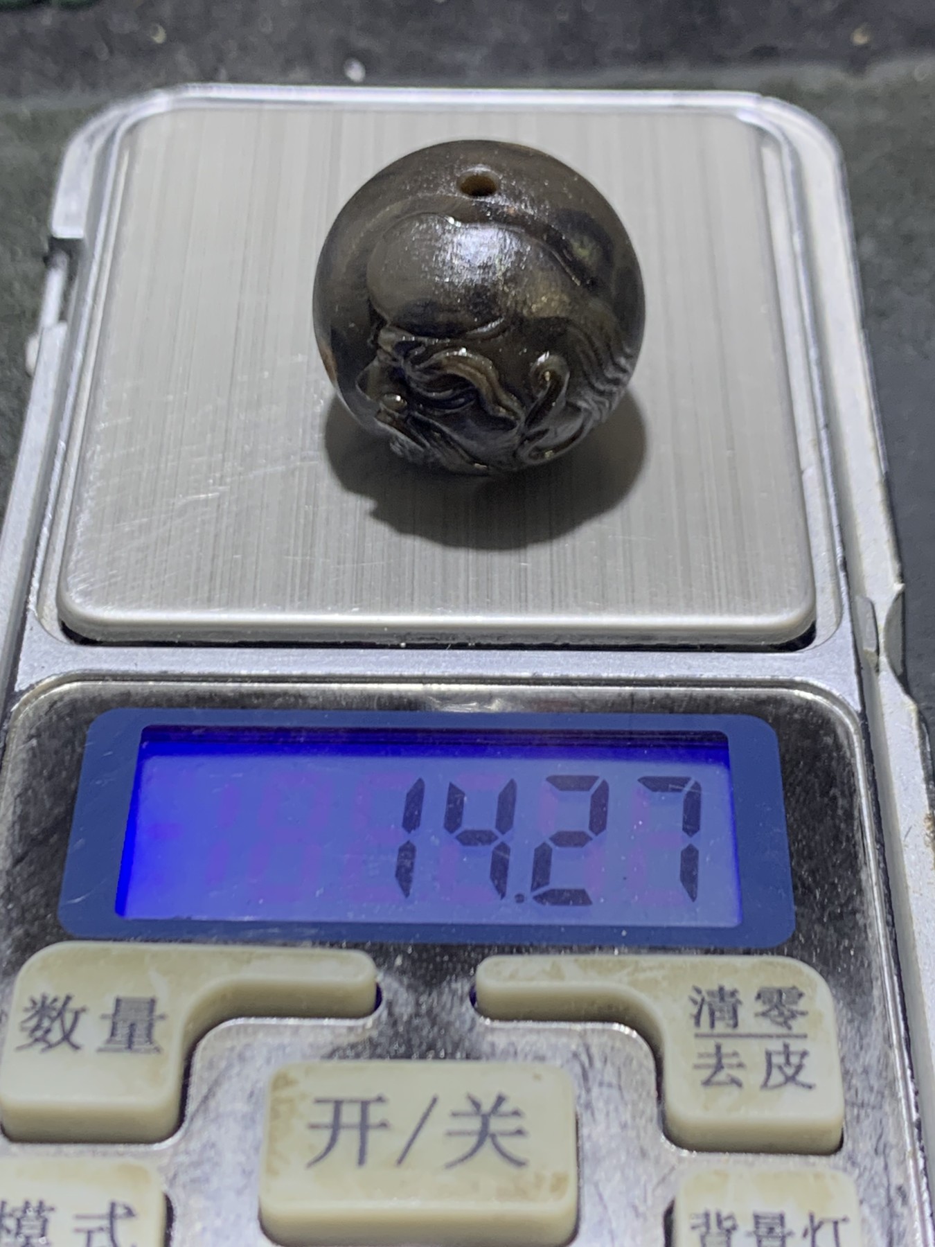 精美冰飘亚光原皮战国红玛瑙手工雕刻达摩祖师圆珠一个