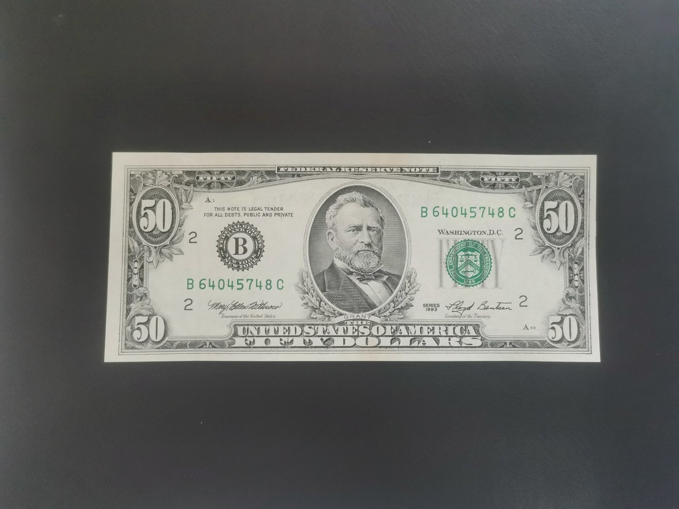 美国纸币1993年小头50美元全新直板无折微微黄- 岁寒三友（欧美钱币直售店） - 岁寒三友（欧美钱币直售店） - 麦稀奇