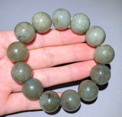 玉石翡翠玛瑙｜拍卖专场 和田玉老糖玉大颗粒手链｜13颗 每颗16mm