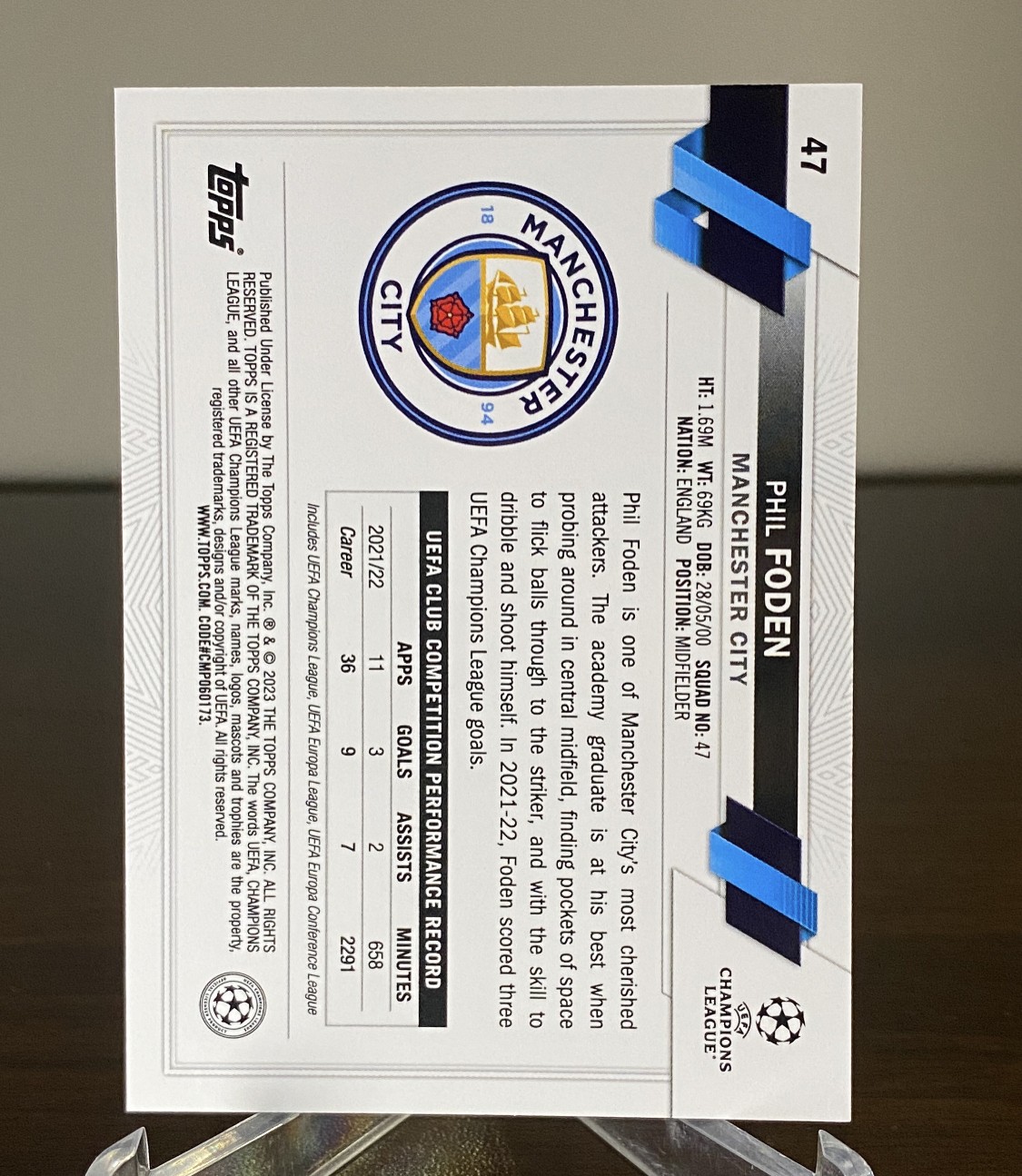 Topps球星卡 2022-23 Topps Chrome Phil Foden 菲尔 福登 黑白折 波浪折 大比例 曼城