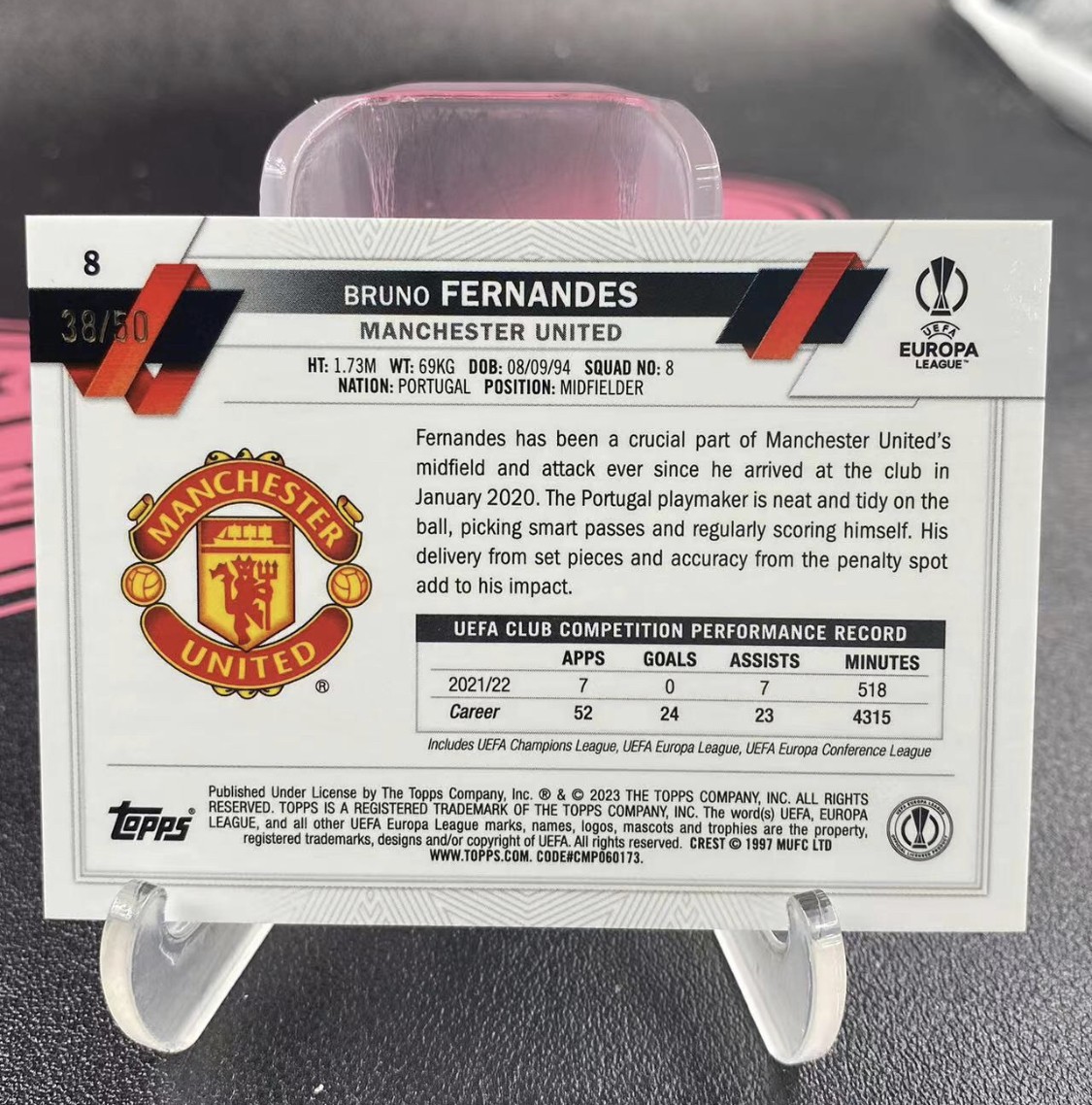 Topps球星卡 2023 Topps Chrome Bruno Fernandes 欧冠 50编 折射 金碎钻折 金碎点折 B费 布鲁诺 费尔南德斯 曼联