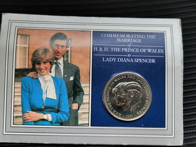道一币馆币章第十八场 - 原封 英国1981年查尔斯王子和戴安娜王妃大婚25便士克朗型纪念币