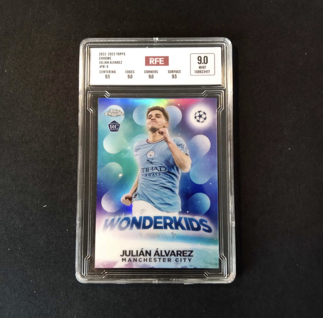 Topps球星卡 2022-23 Topps Chrome 阿尔瓦雷斯 RC 曼城 折射 新秀元年 评级卡